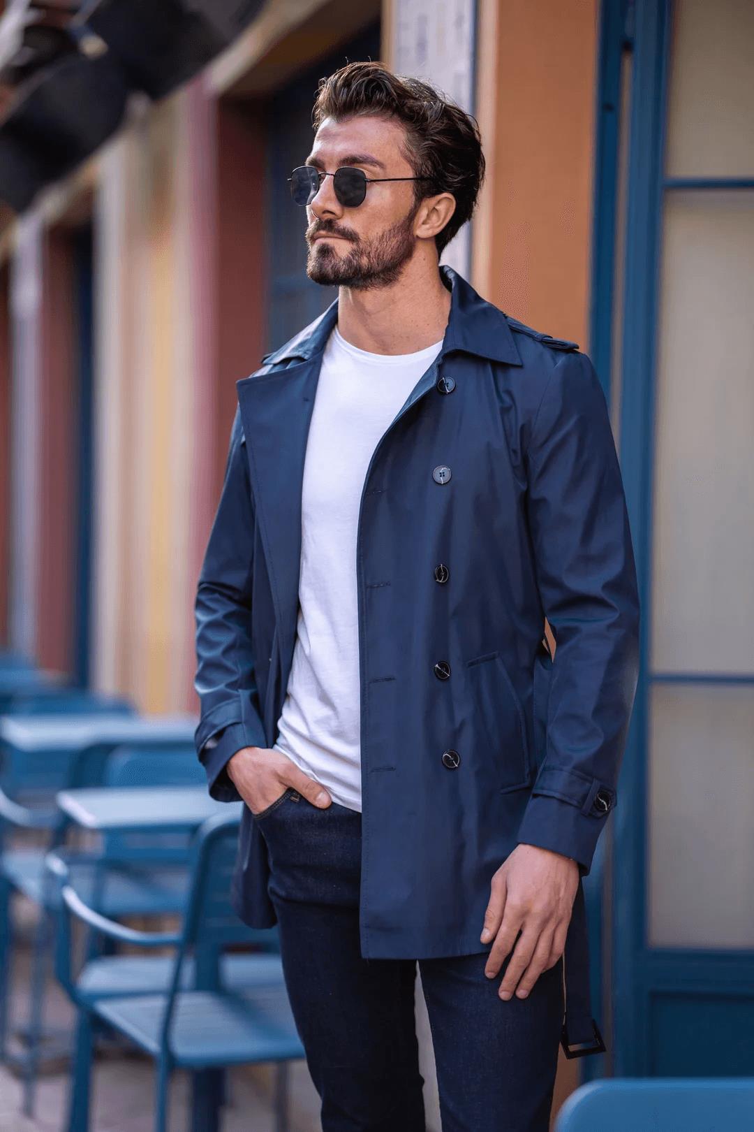 Guild Florina Navy Blue Trench Coat