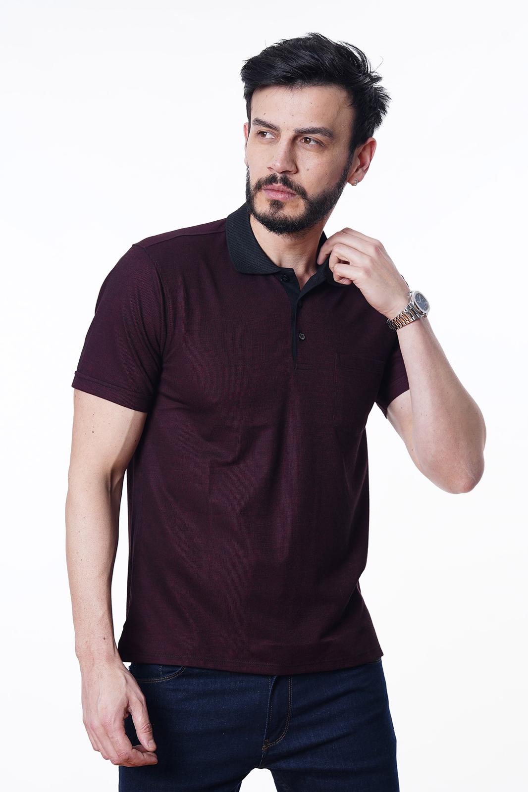 Guild 8002 Regular Fit T-Shirt in Weinrot mit Taschen