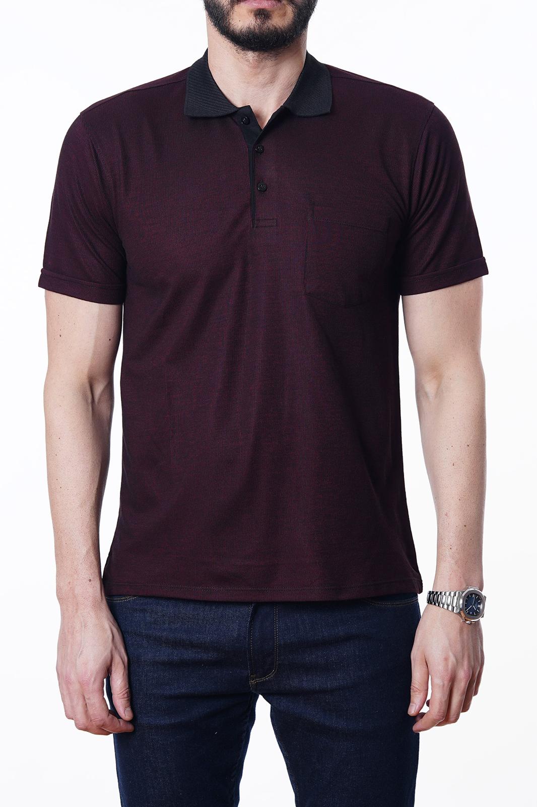 Guild 8002 Regular Fit T-Shirt in Weinrot mit Taschen