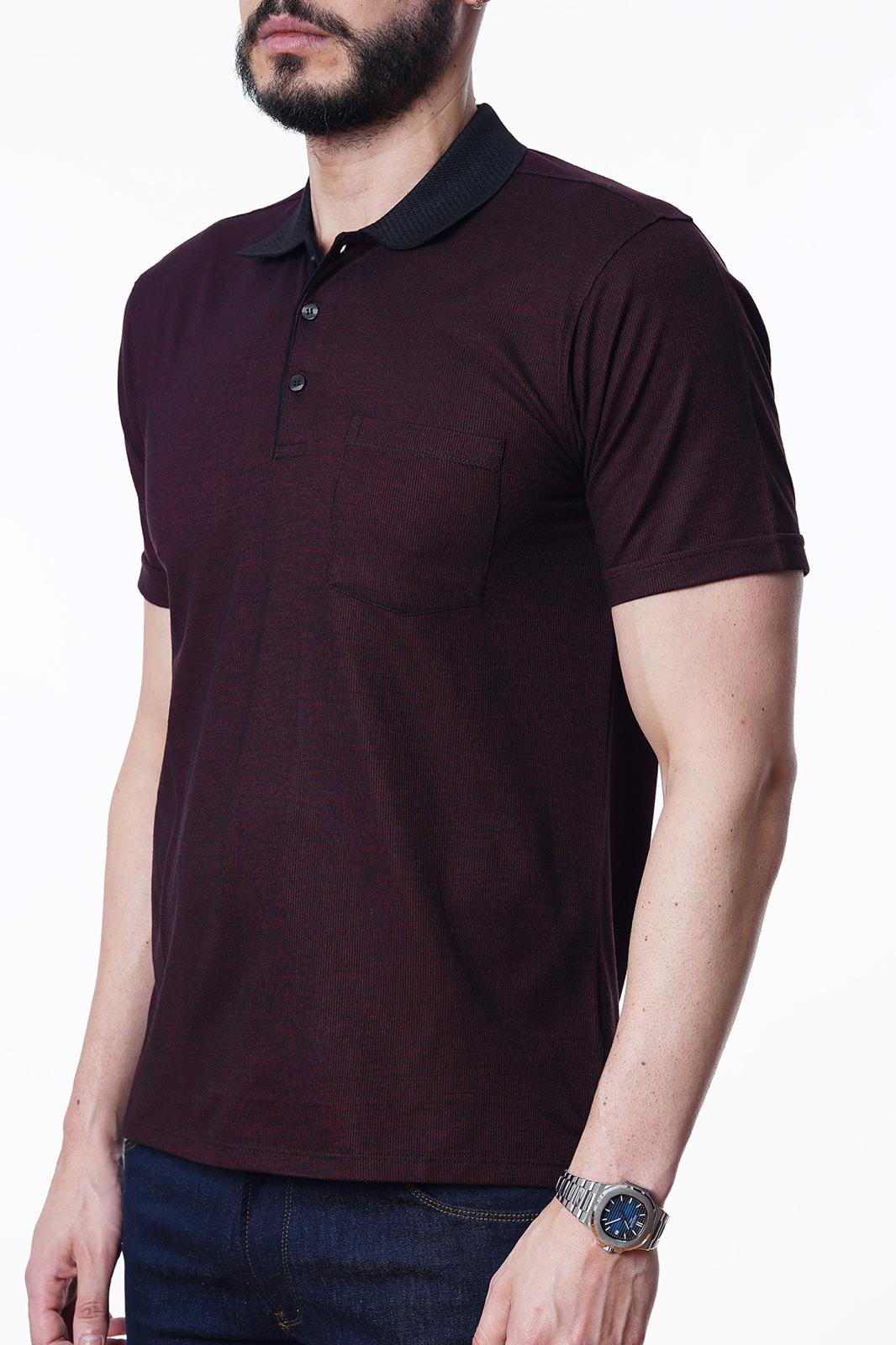 Guild 8002 Regular Fit T-Shirt in Weinrot mit Taschen