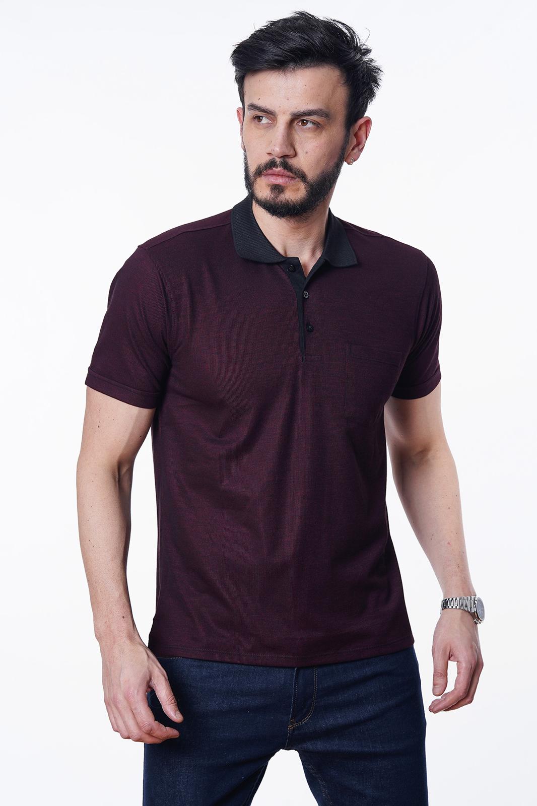 Guild 8002 Regular Fit T-Shirt in Weinrot mit Taschen