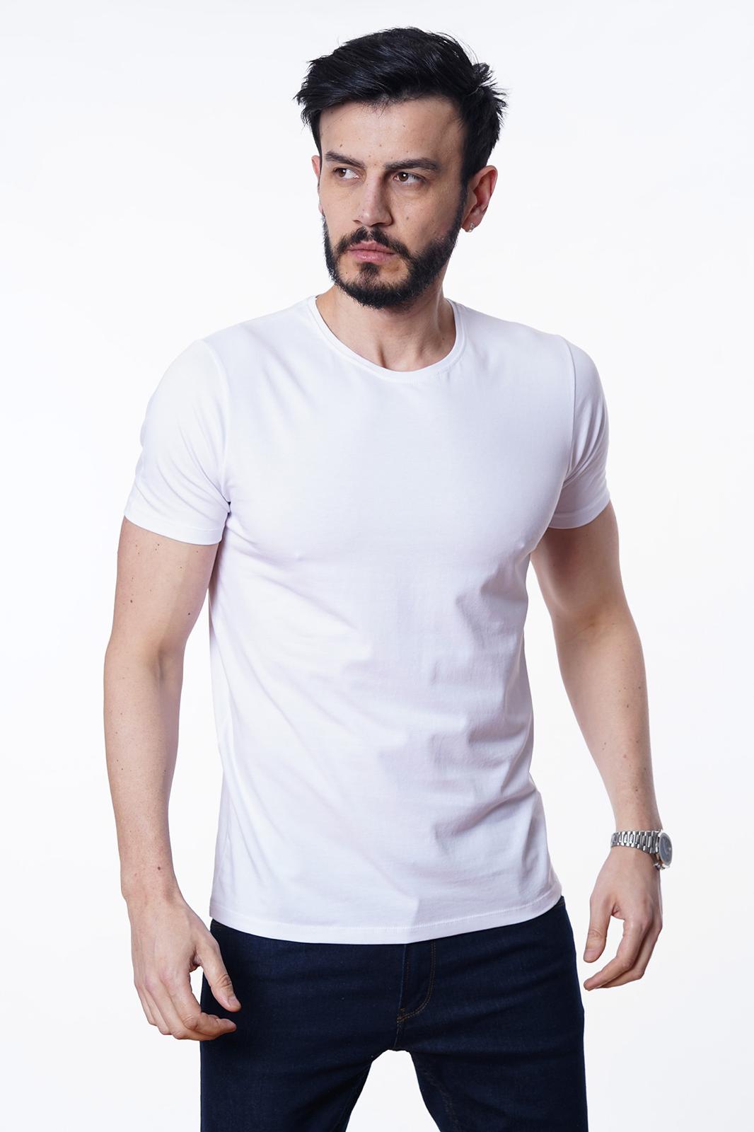 Guild 8009 Slim Fit Bisiklet Yaka Beyaz T-Shirt
