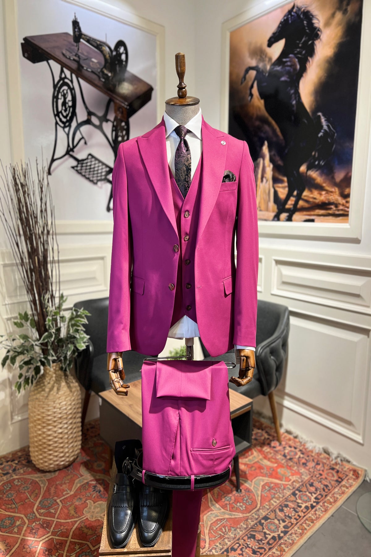 Guild Balkan Slim Fit Plum Suit