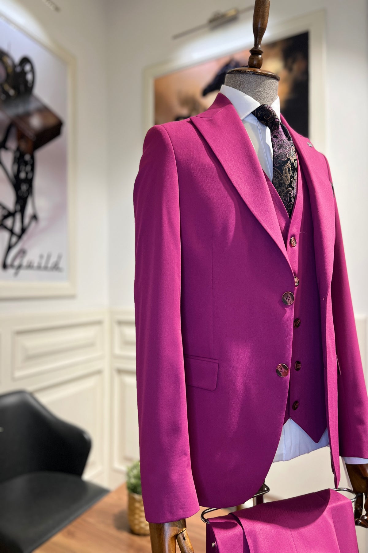 Guild Balkan Slim Fit Plum Suit