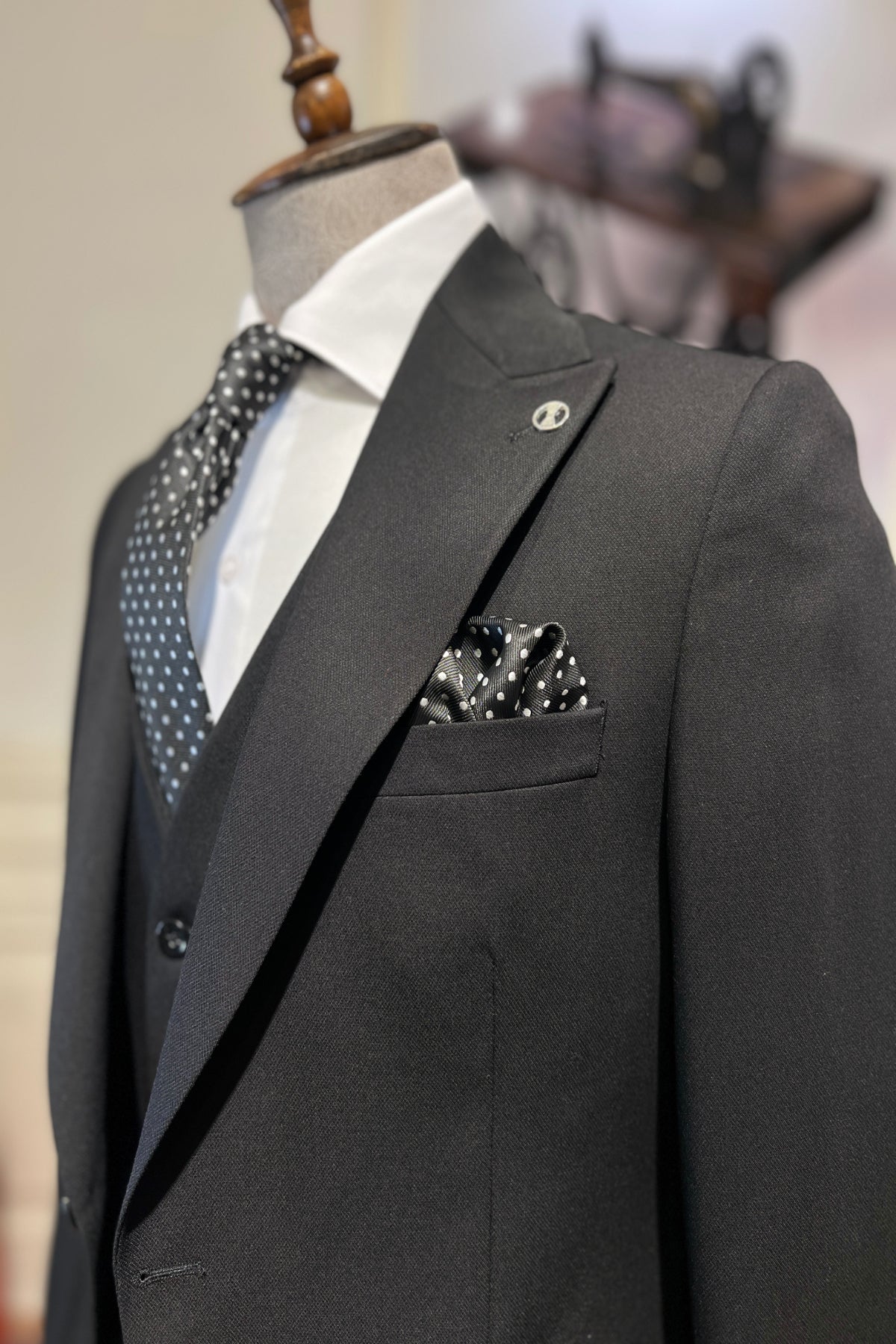 Guild Siyah Yelekli Takım Elbise Slim Fit