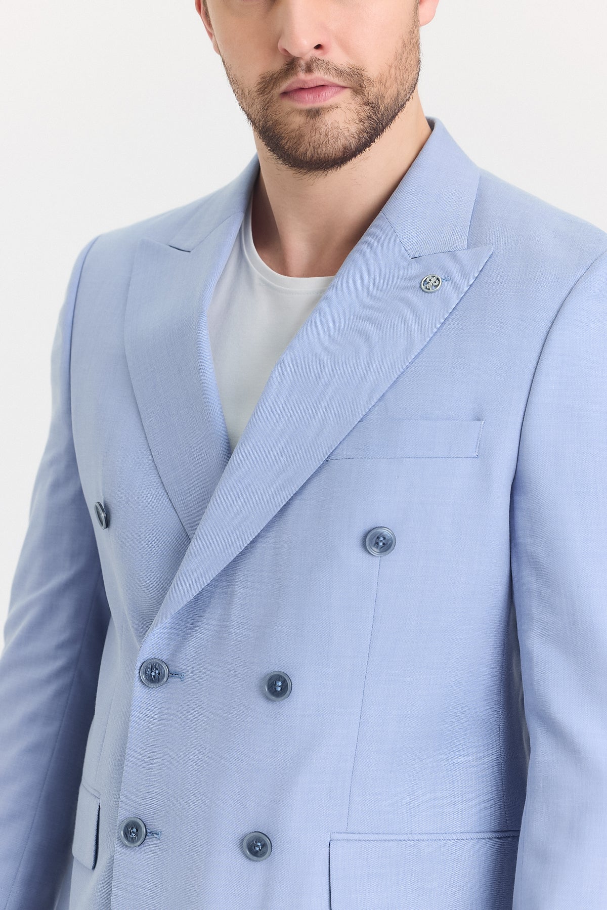 Blaue zweireihige Jacke von Guild Bern in schmaler Passform