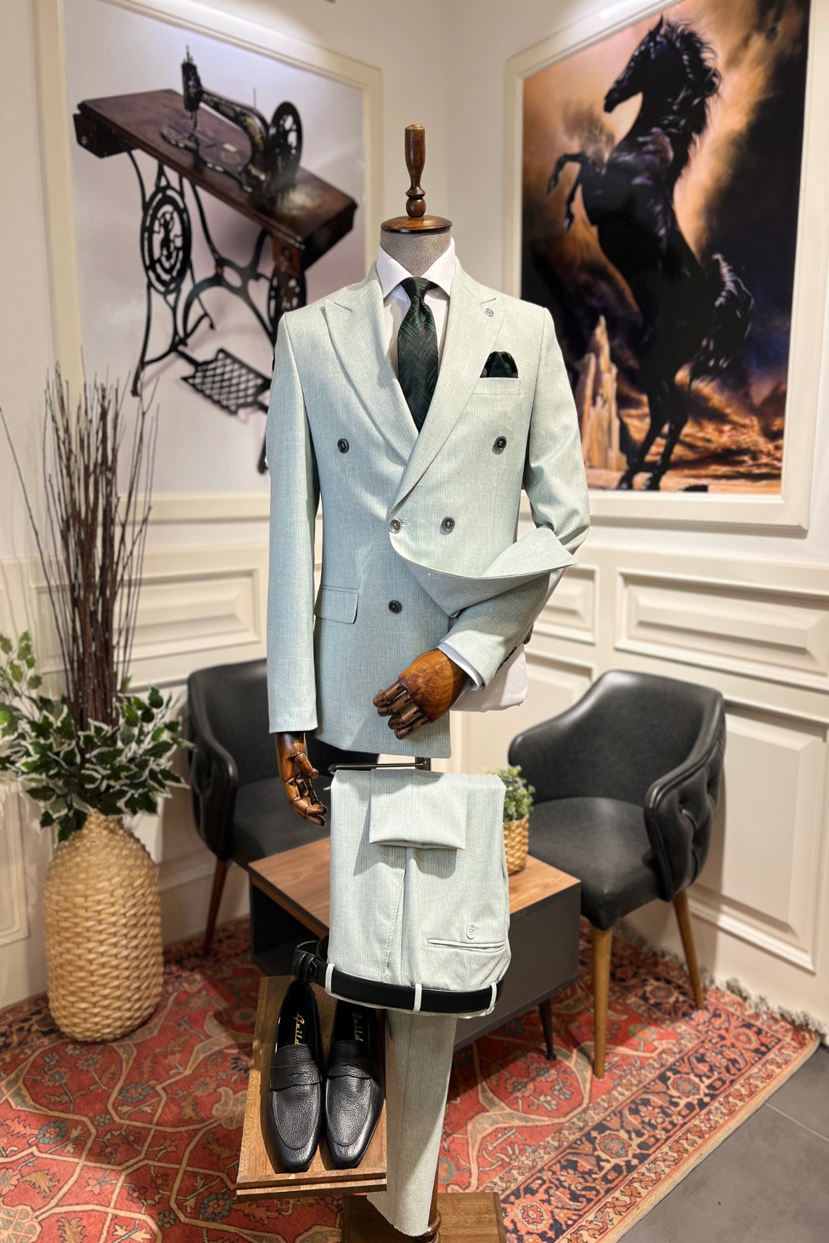 Guild Budapest Slim Fit Green Double Breasted Suit