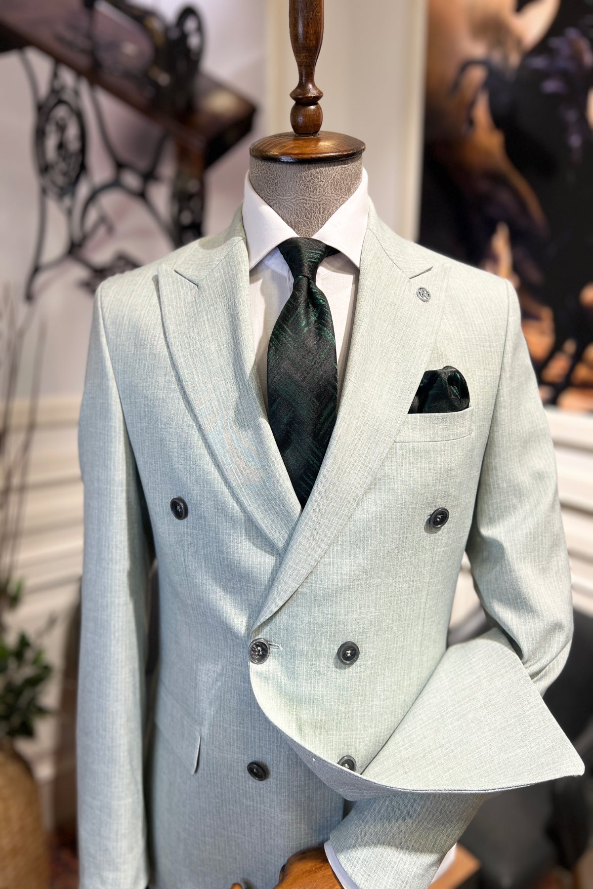 Guild Budapest Slim Fit Green Double Breasted Suit