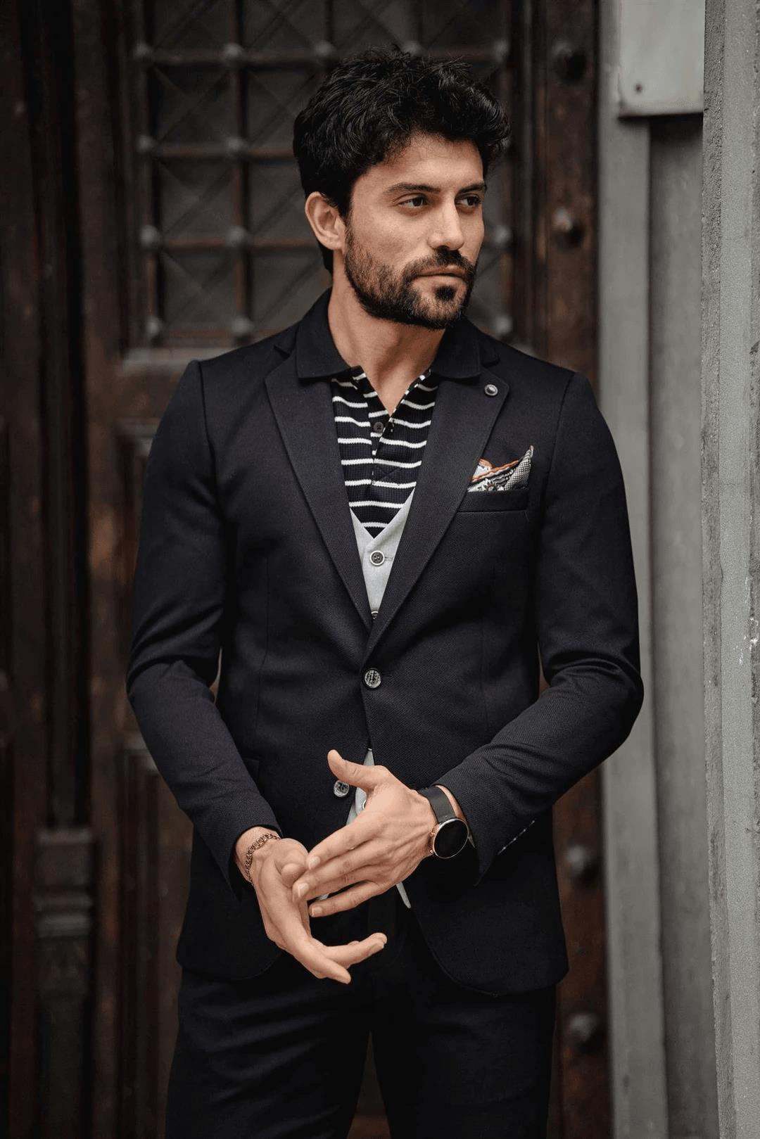 Guild Foça Slim Fit schwarze Jacke