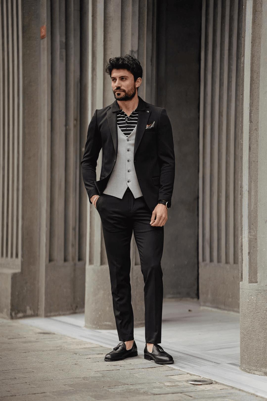 Guild Foça Slim Fit schwarze Jacke
