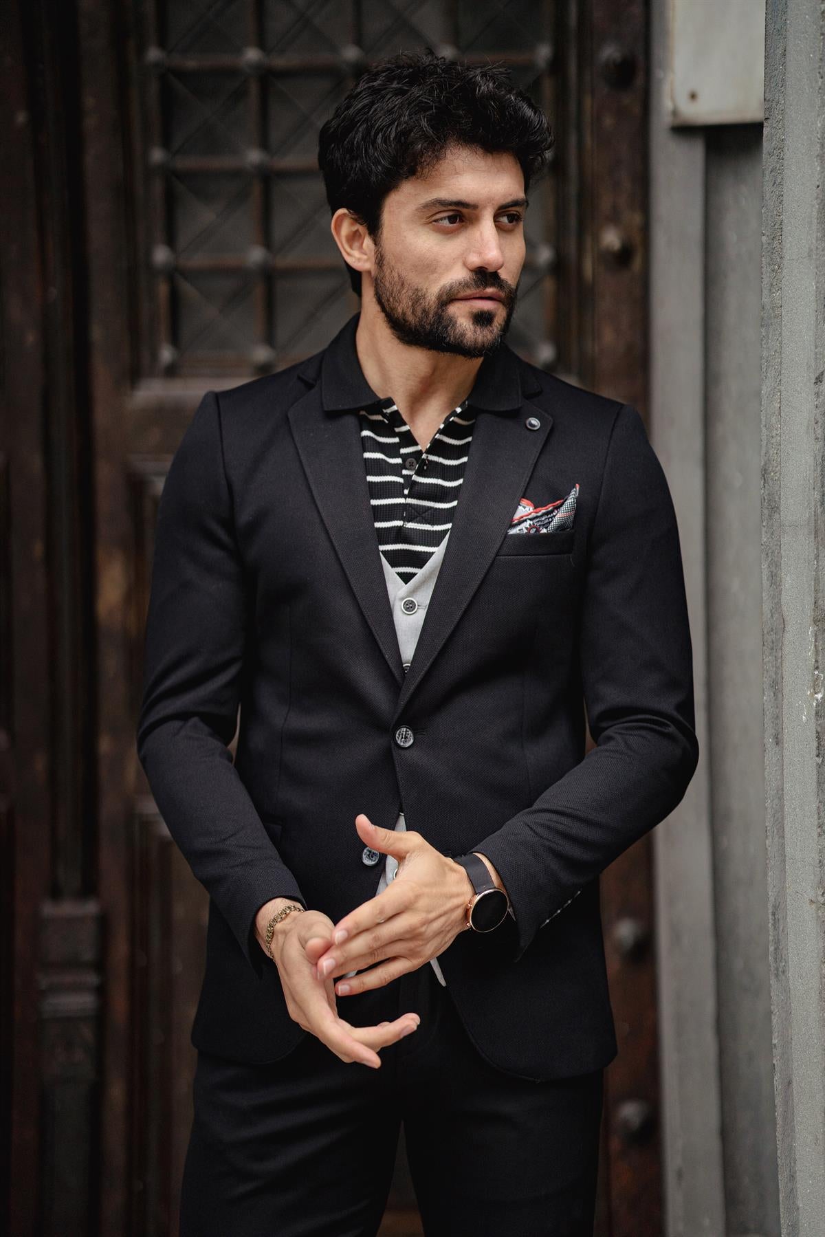 Guild Foça Slim Fit schwarze Jacke