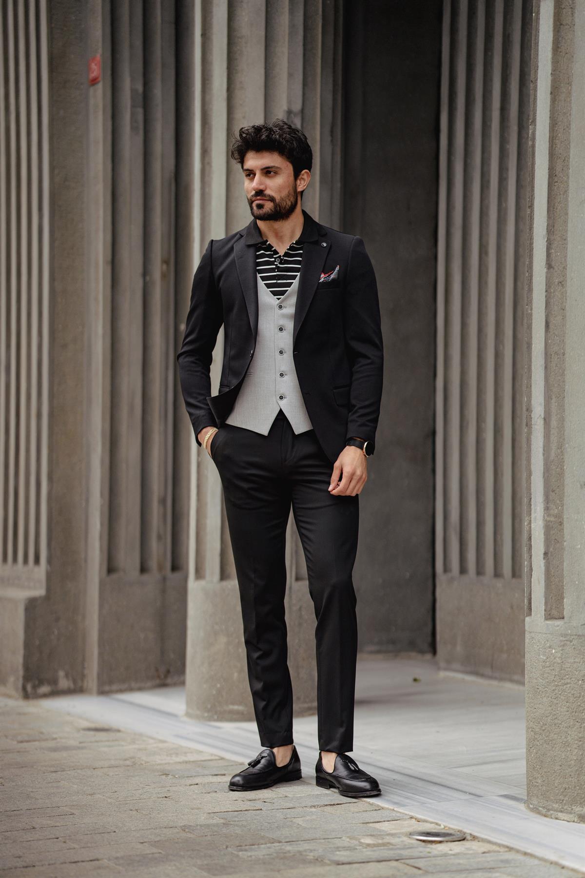 Guild Foça Slim Fit schwarze Jacke