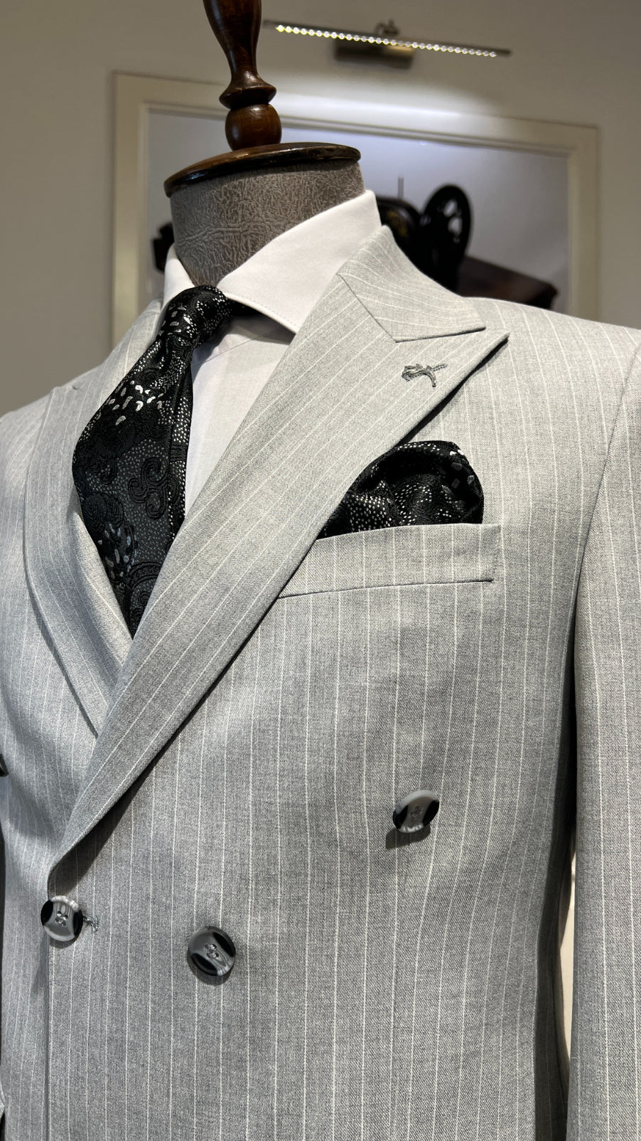 Guild Slim Fit Shkodra Grey Double Breasted Suit
