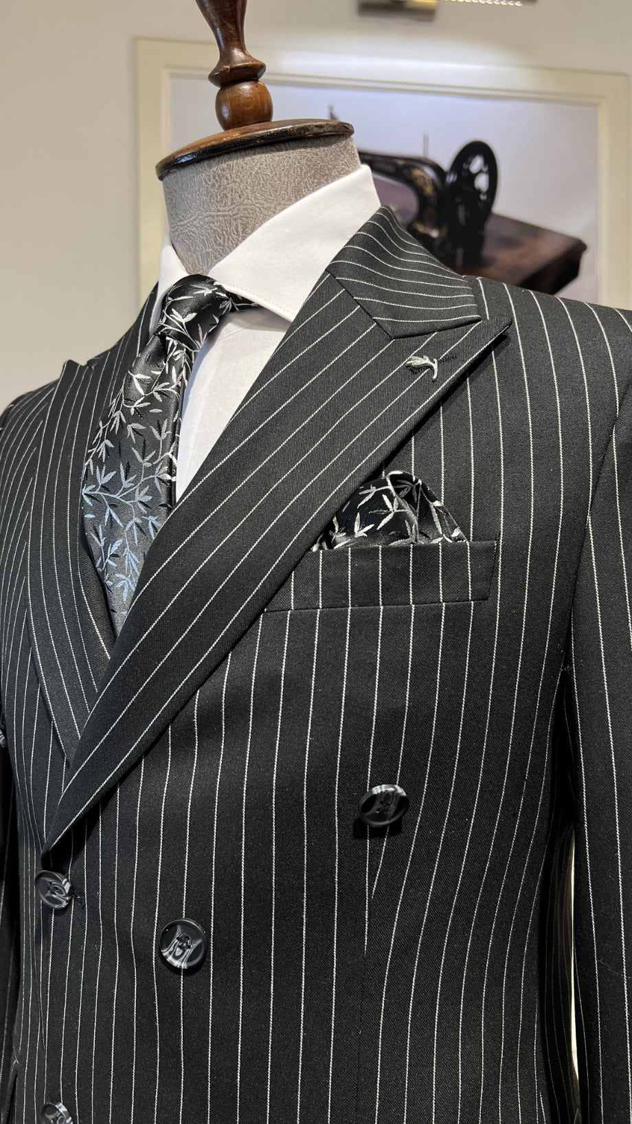 Guild Slim Fit Shkodra Black Double Breasted Suit