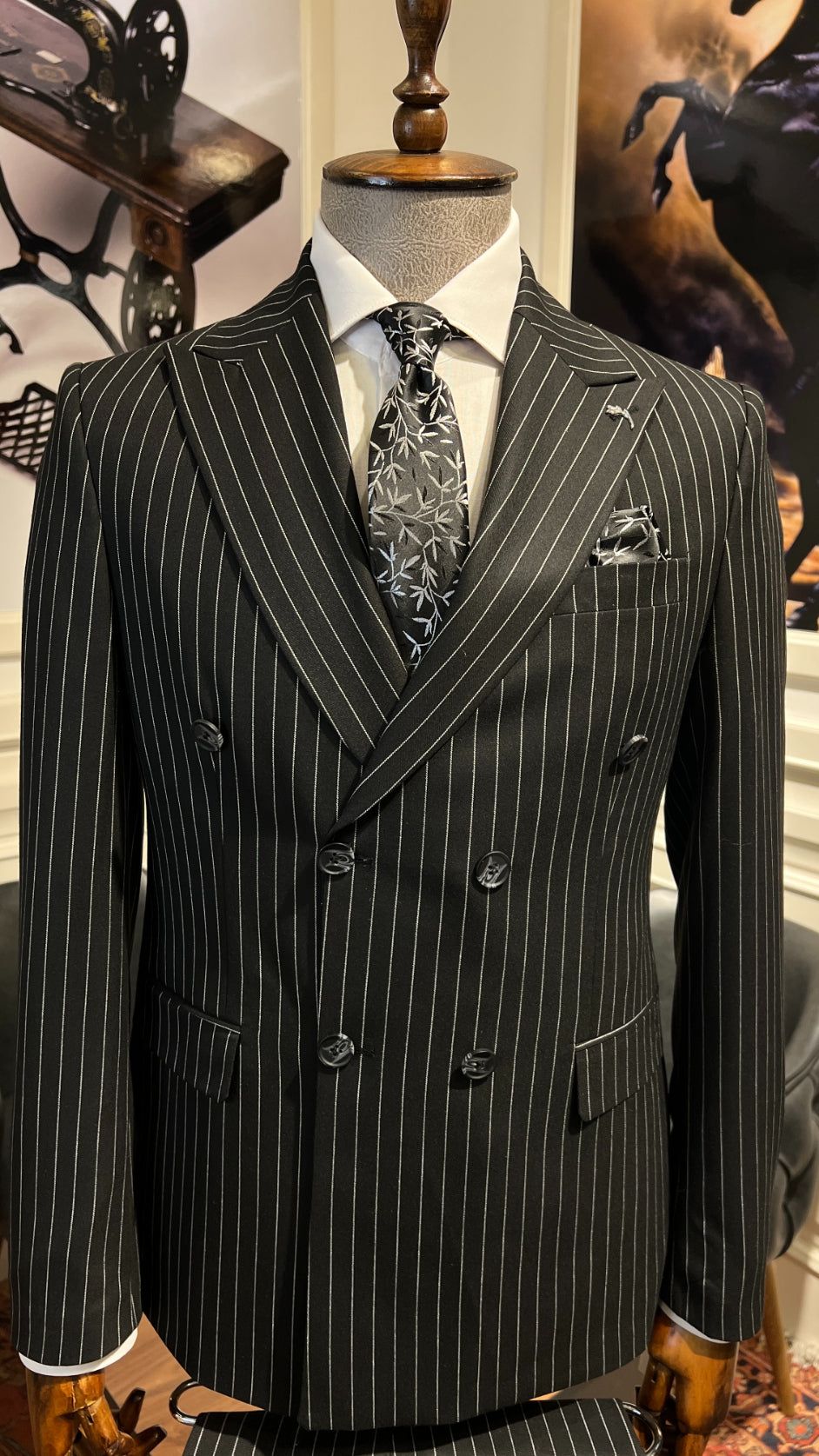 Guild Slim Fit Shkodra Black Double Breasted Suit
