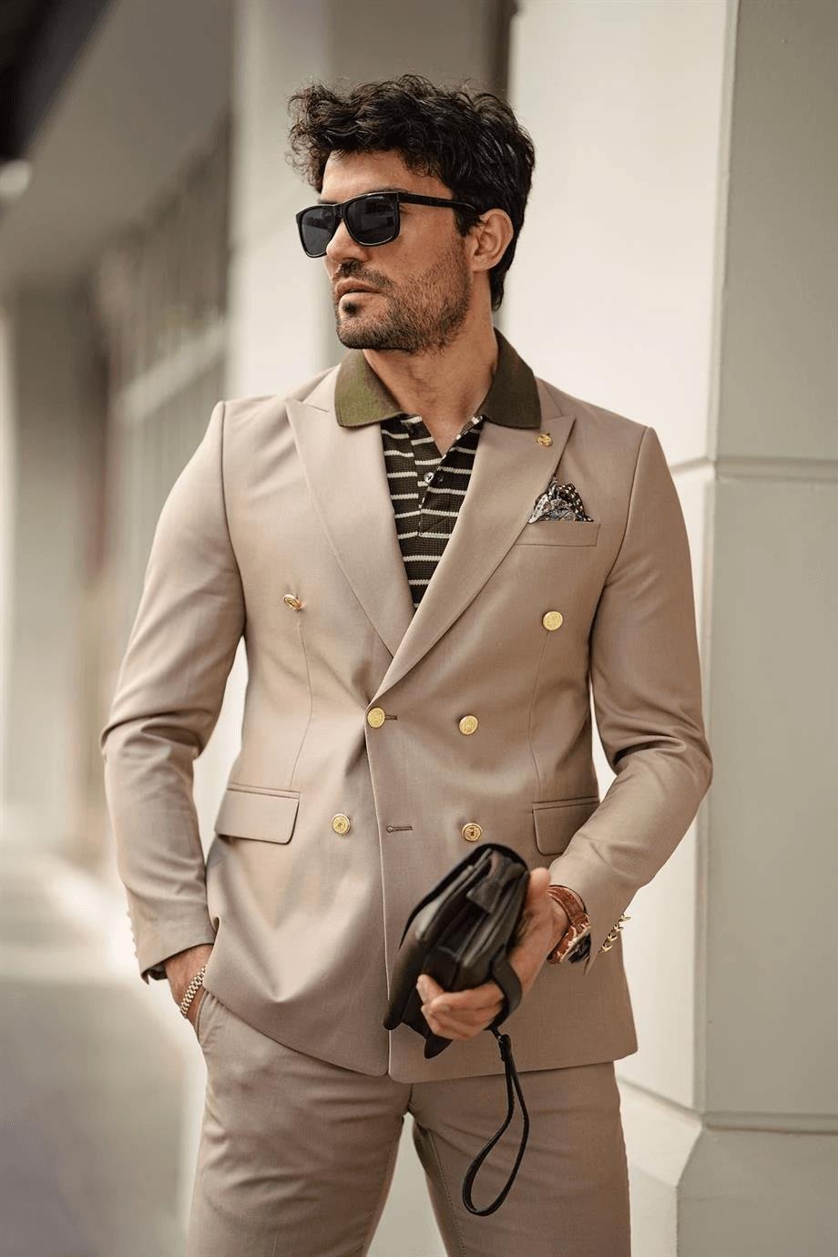 Guild Jesus Beige Double Breasted Suit