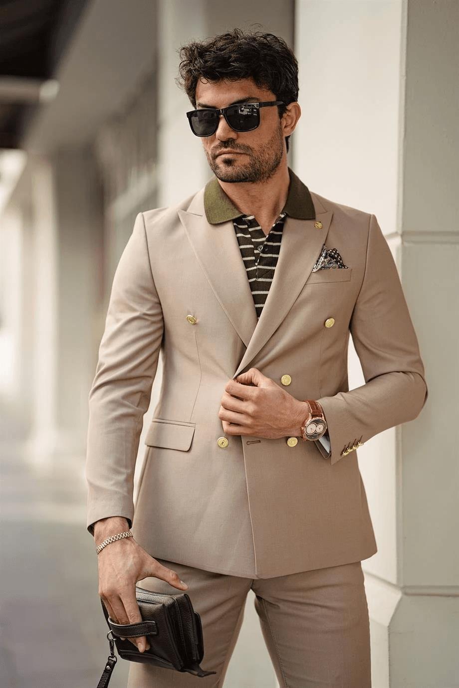 Guild Jesus Beige Double Breasted Suit
