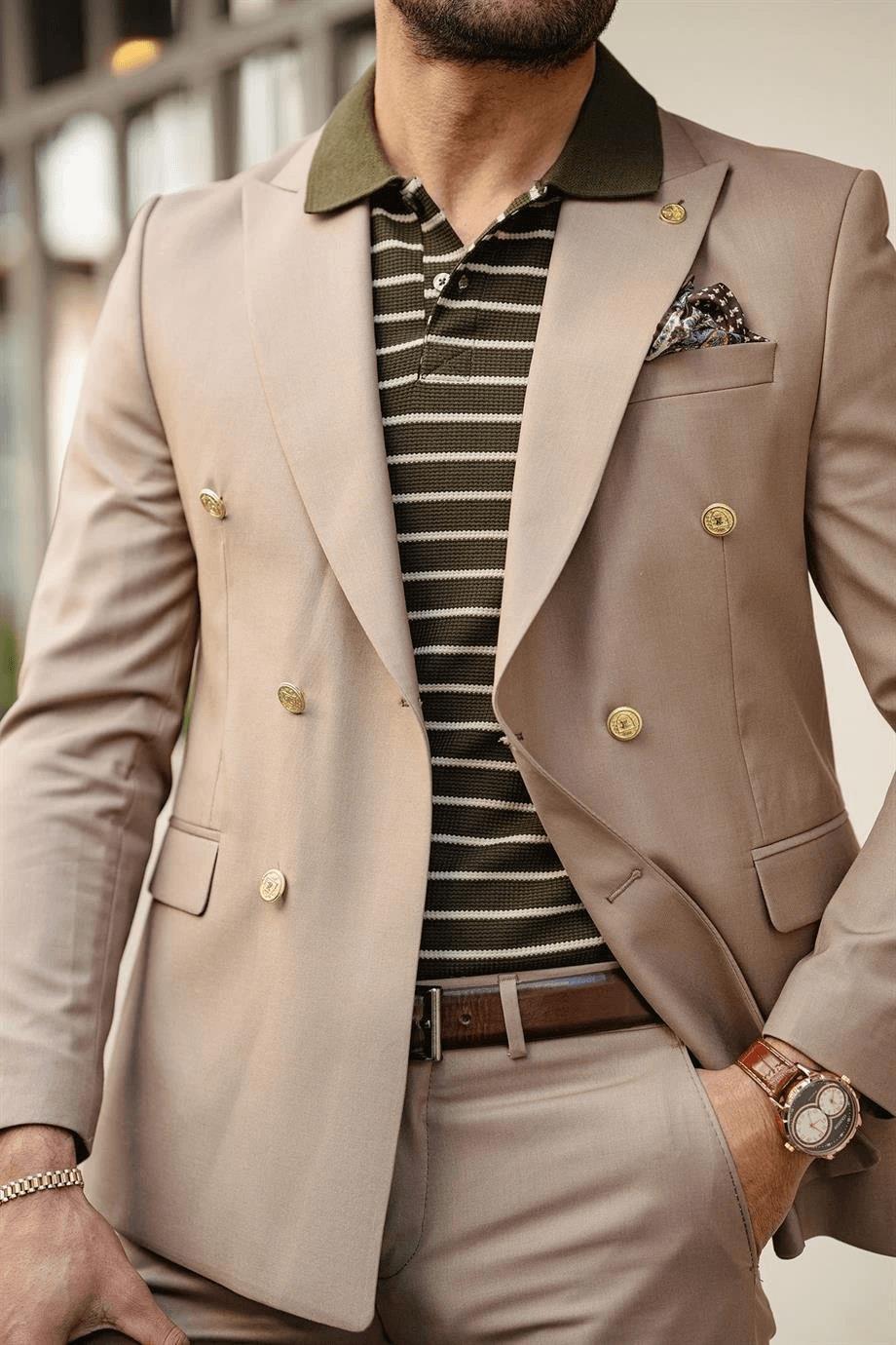 Guild Jesus Beige Double Breasted Suit