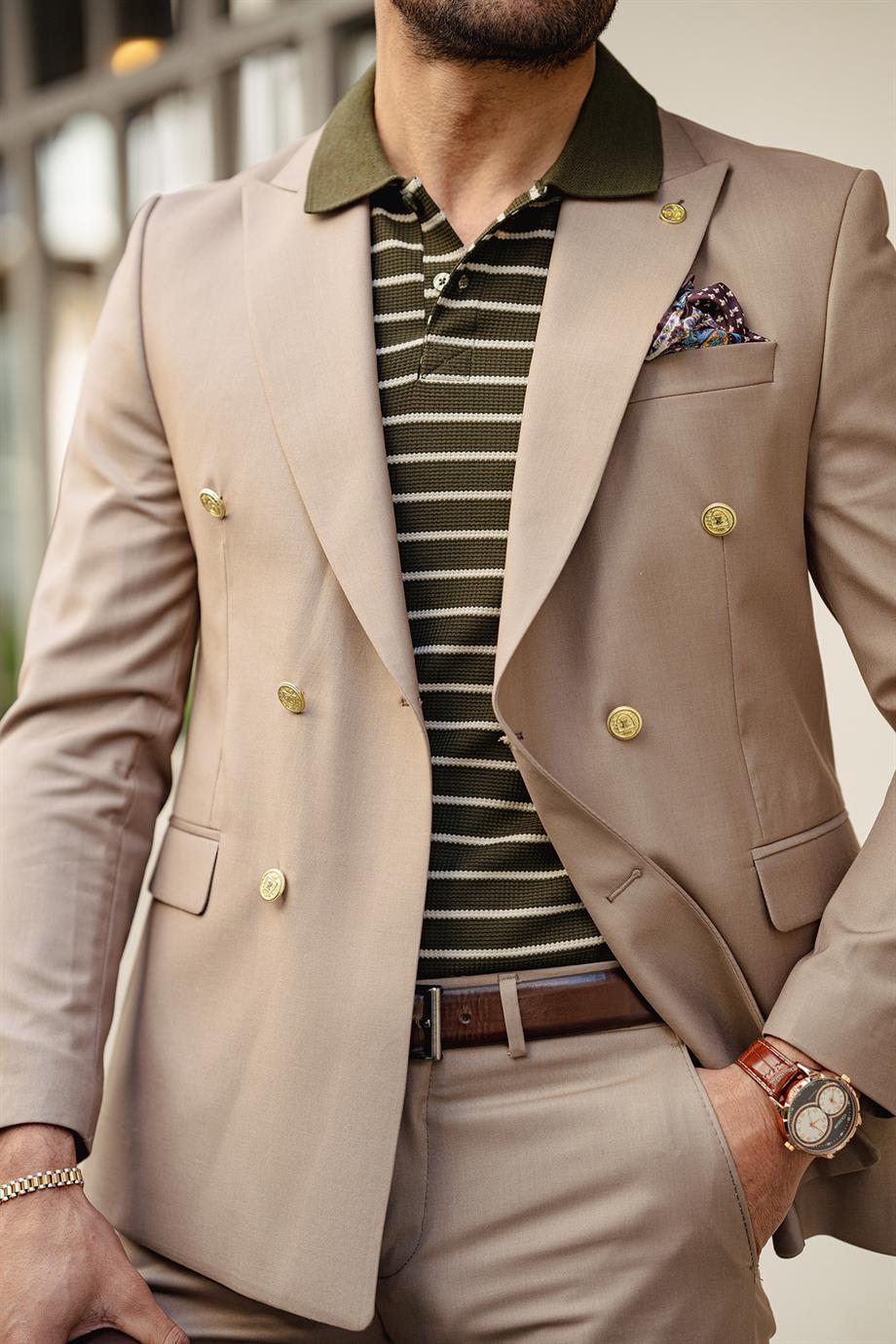 Guild Jesus Beige Double Breasted Suit