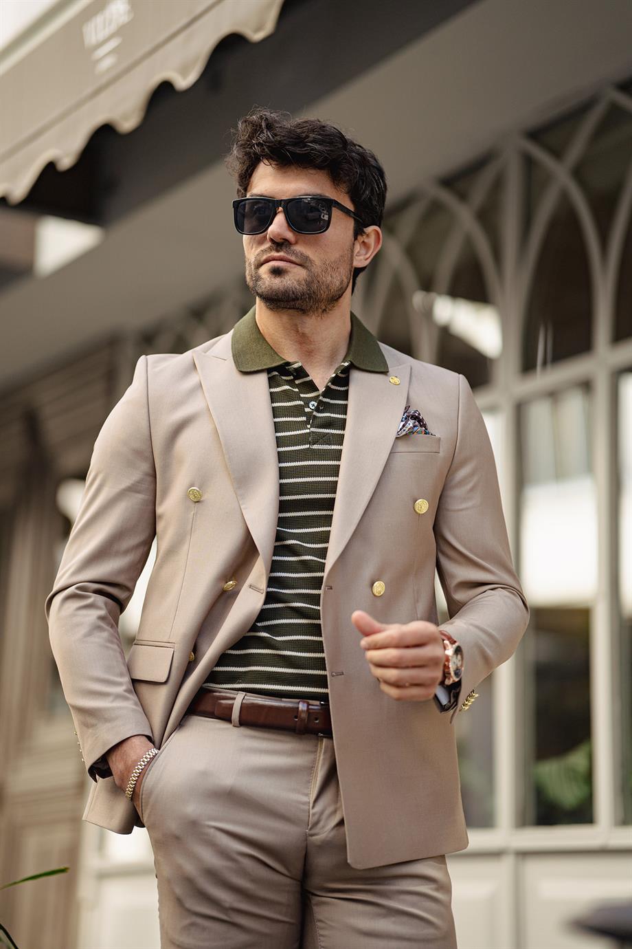 Guild Jesus Beige Double Breasted Suit