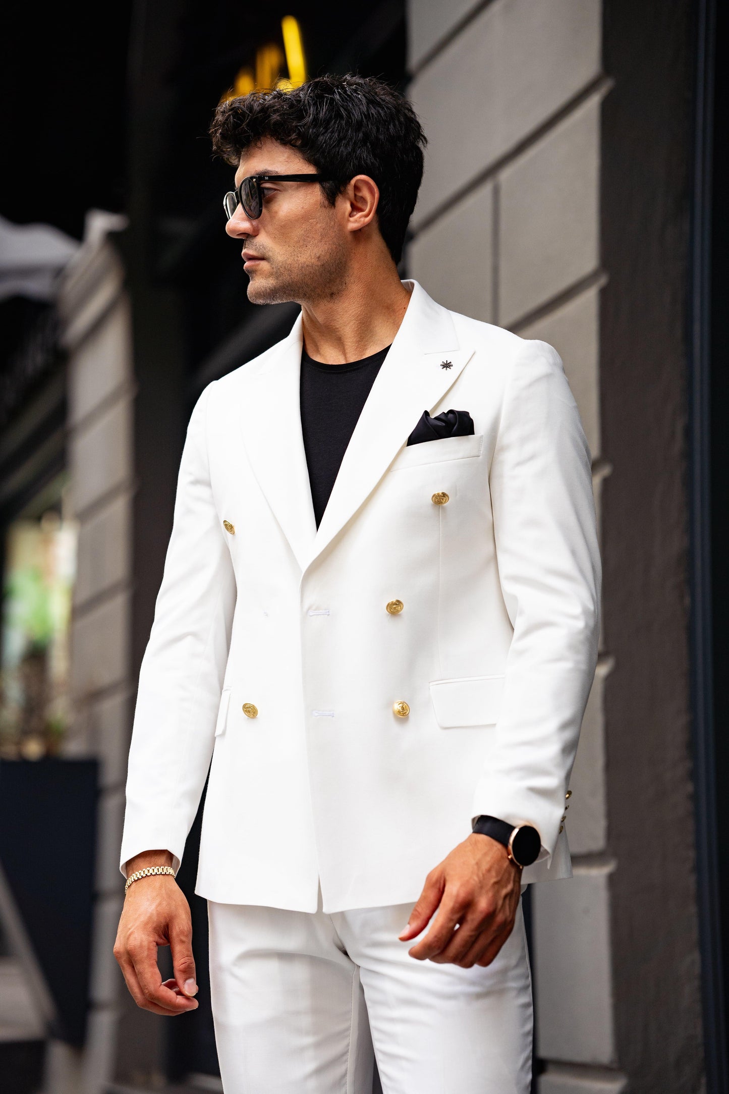 Guild Jesus Slim Fit White Double Breasted Suit