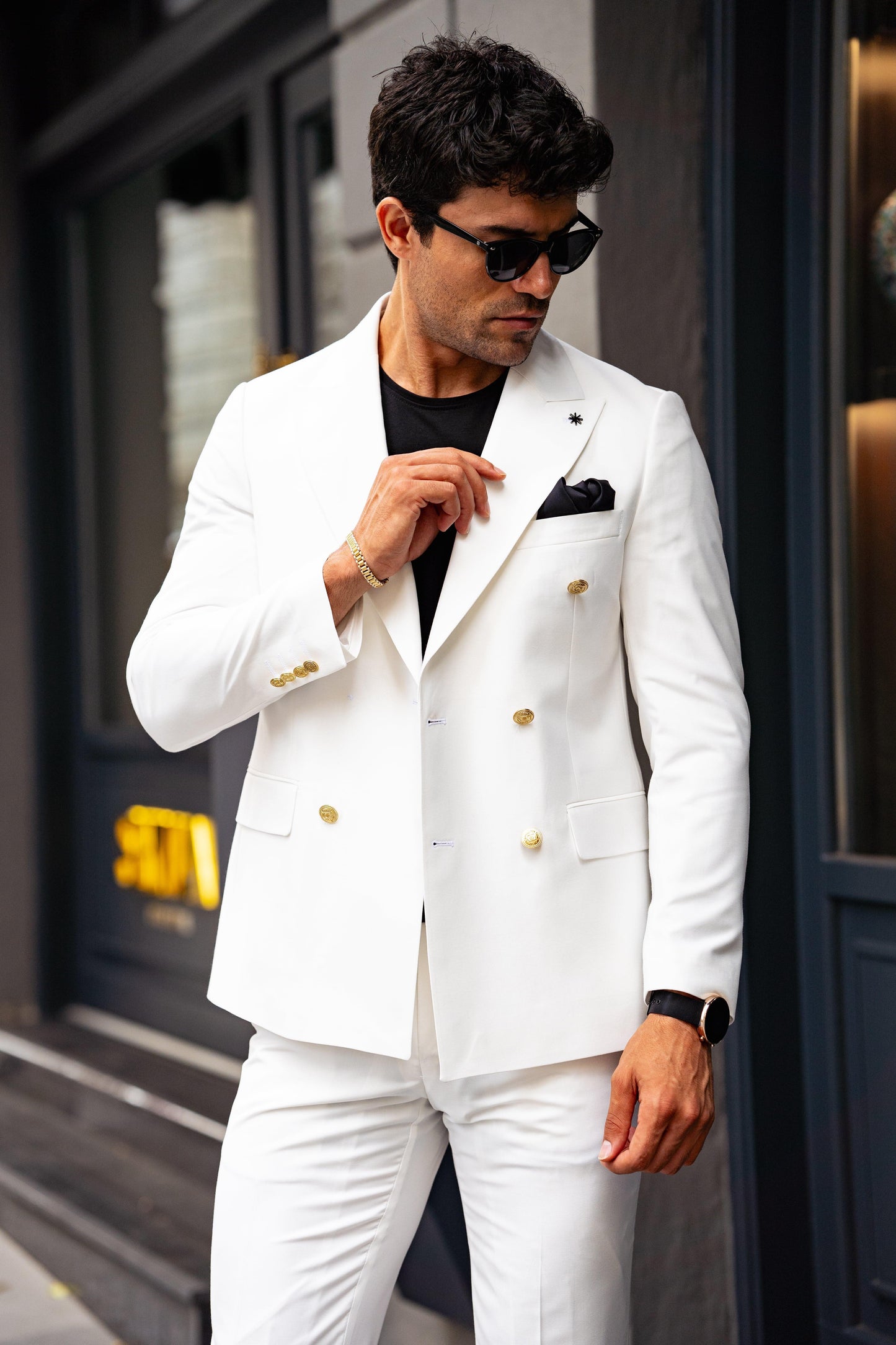 Guild Jesus Slim Fit White Double Breasted Suit