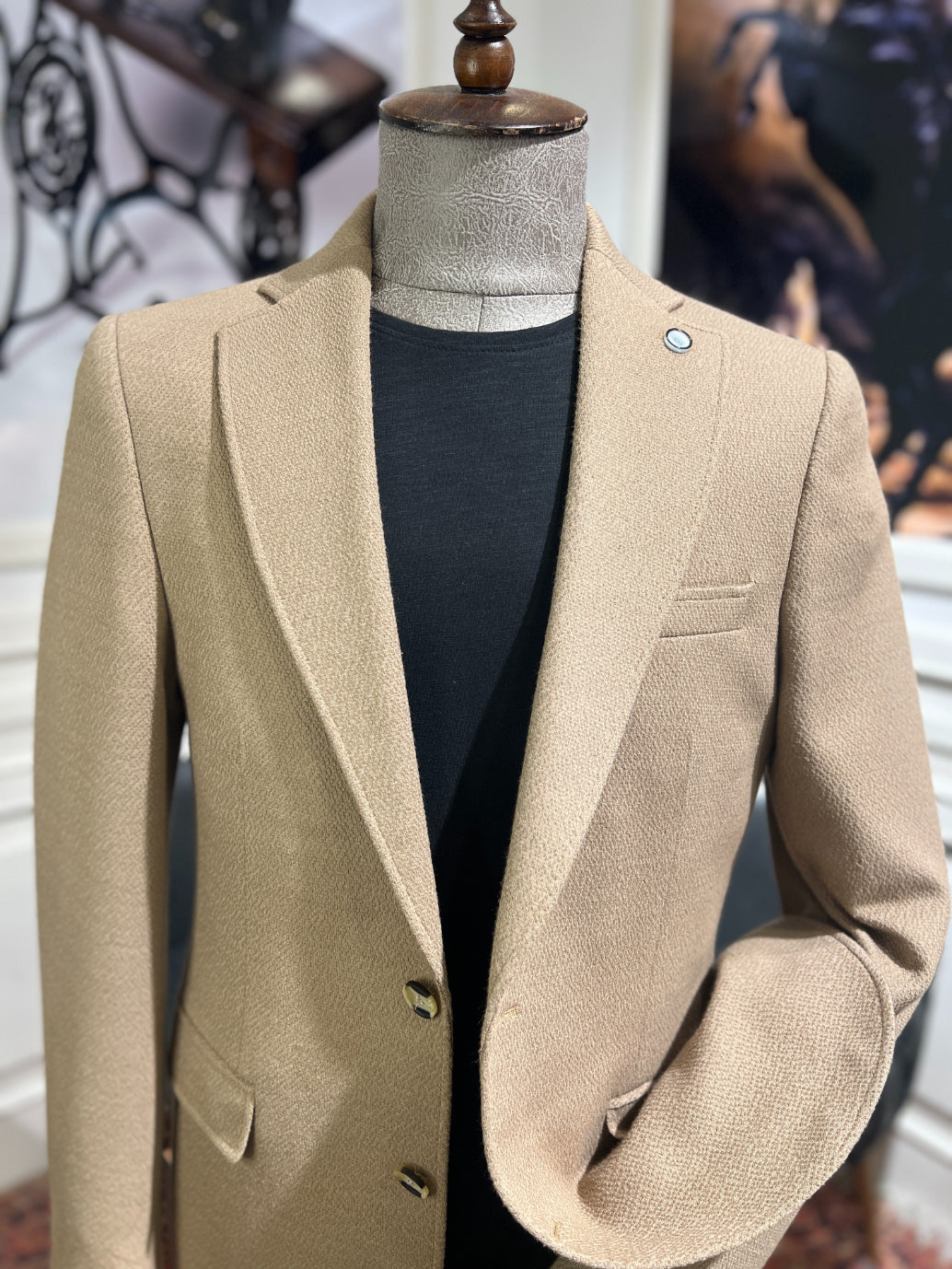 Guild Karlofça Slim Fit Bej Örme Ceket