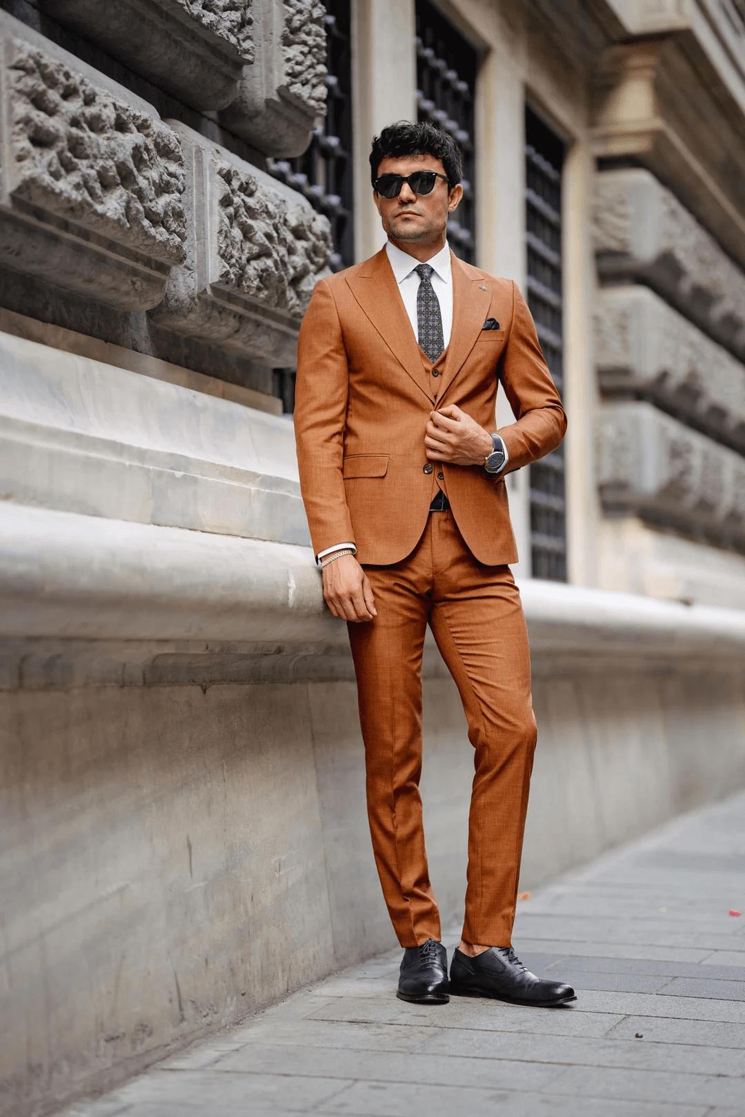 Guild Kösice Slim Fit Tarçın Rengi Takım Elbise