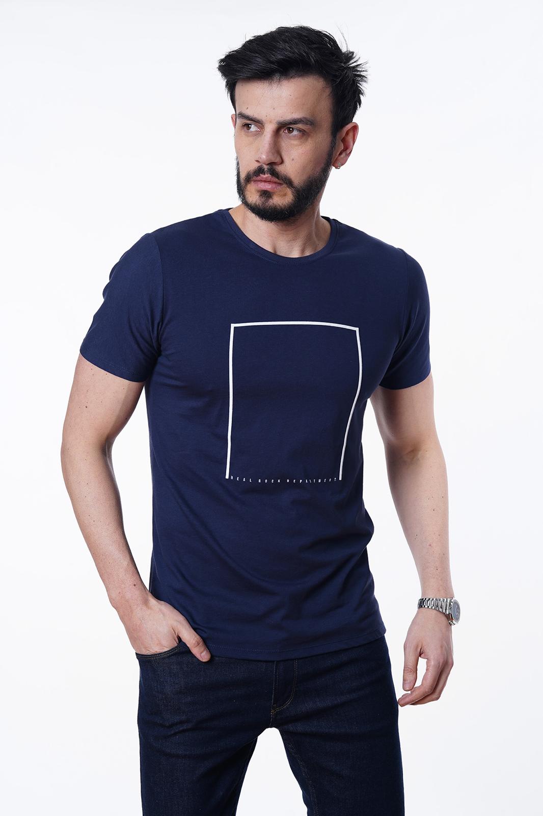 Guild Nairobi Marineblau gemustertes T-Shirt