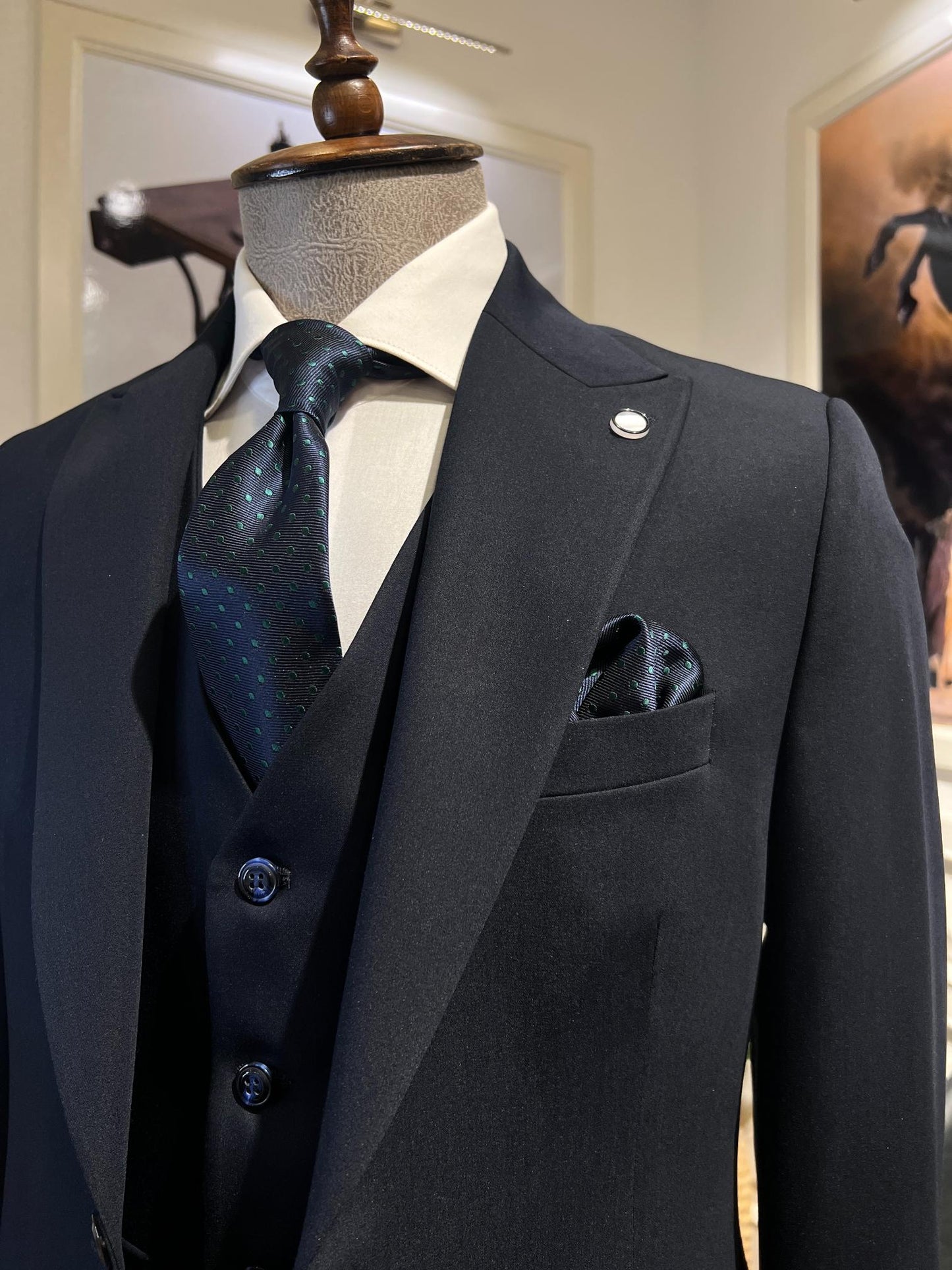 Guild Plav B-strech Slim Fit Lacivert Yelekli Takım Elbise