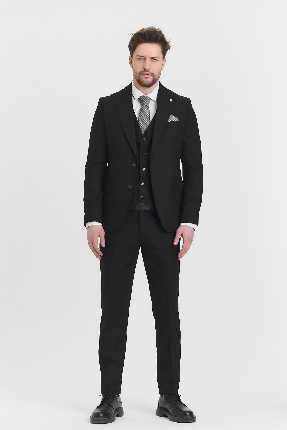 Guild Risan Slim Fit Siyah Yelikli Takım Elbise