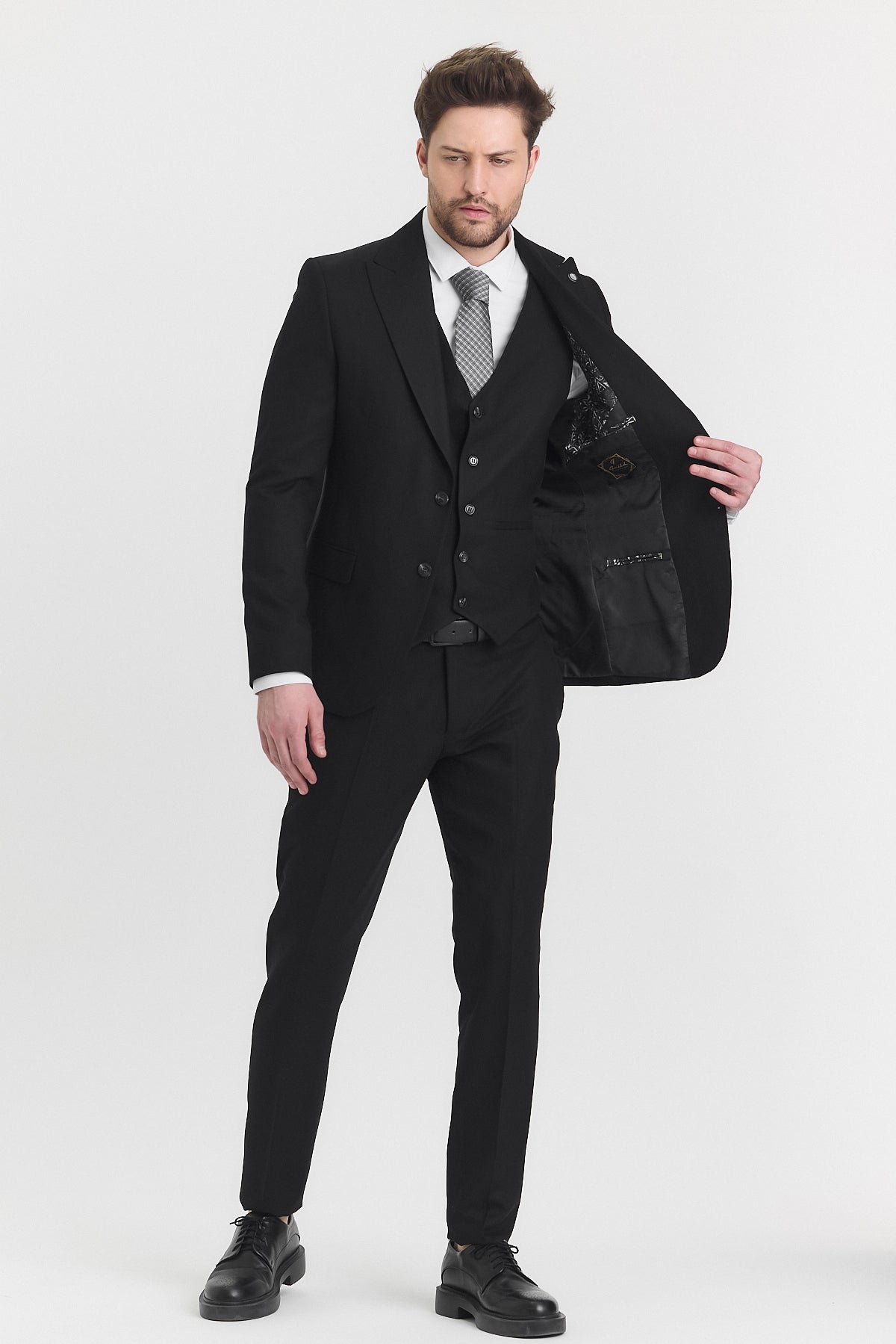 Guild Risan Slim Fit Siyah Yelikli Takım Elbise