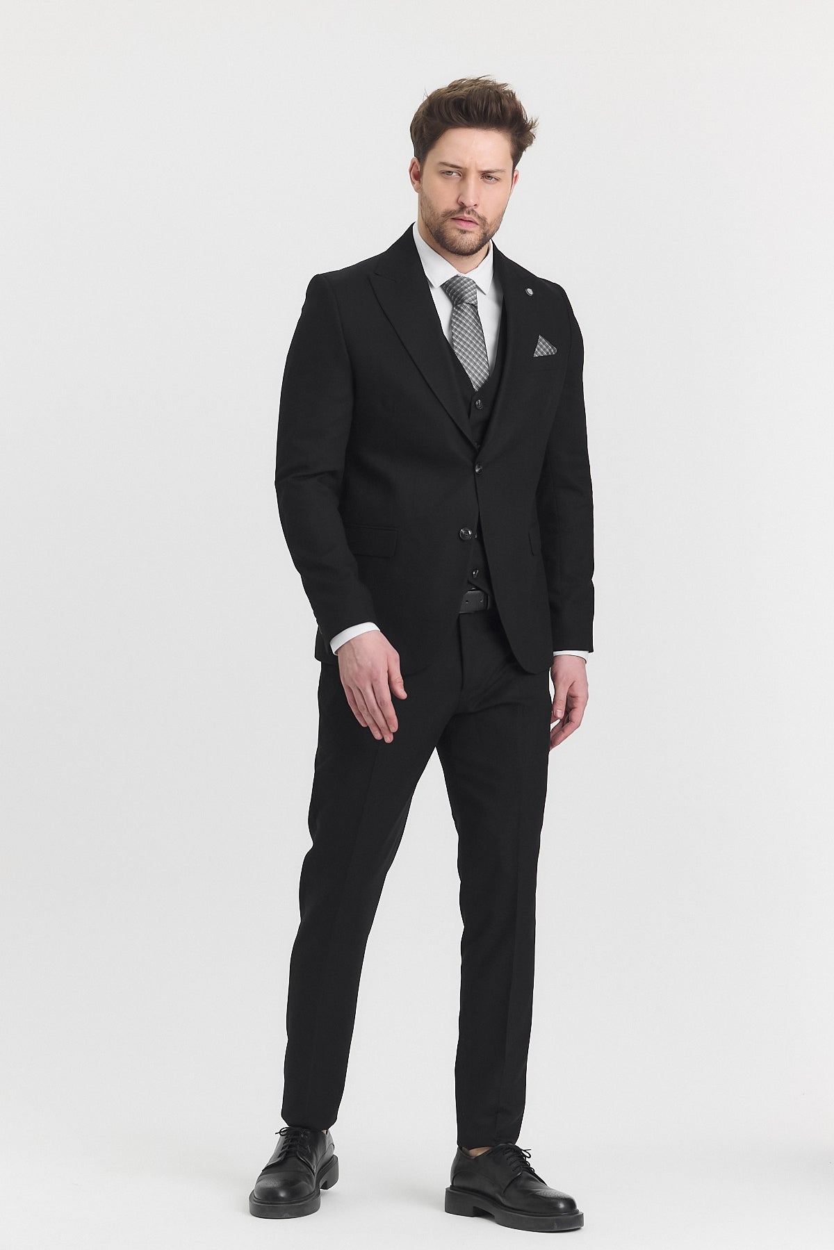 Guild Risan Slim Fit Siyah Yelikli Takım Elbise