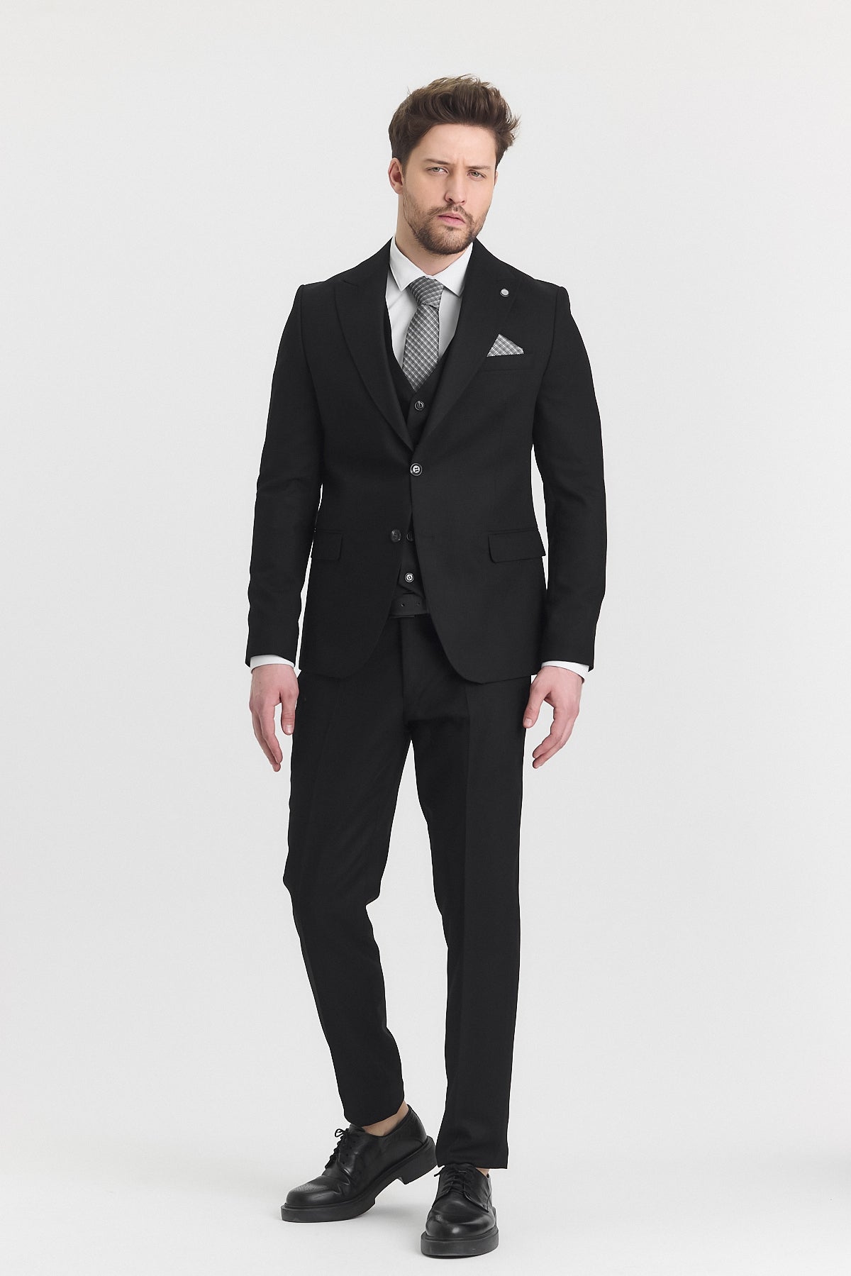 Guild Risan Slim Fit Siyah Yelikli Takım Elbise