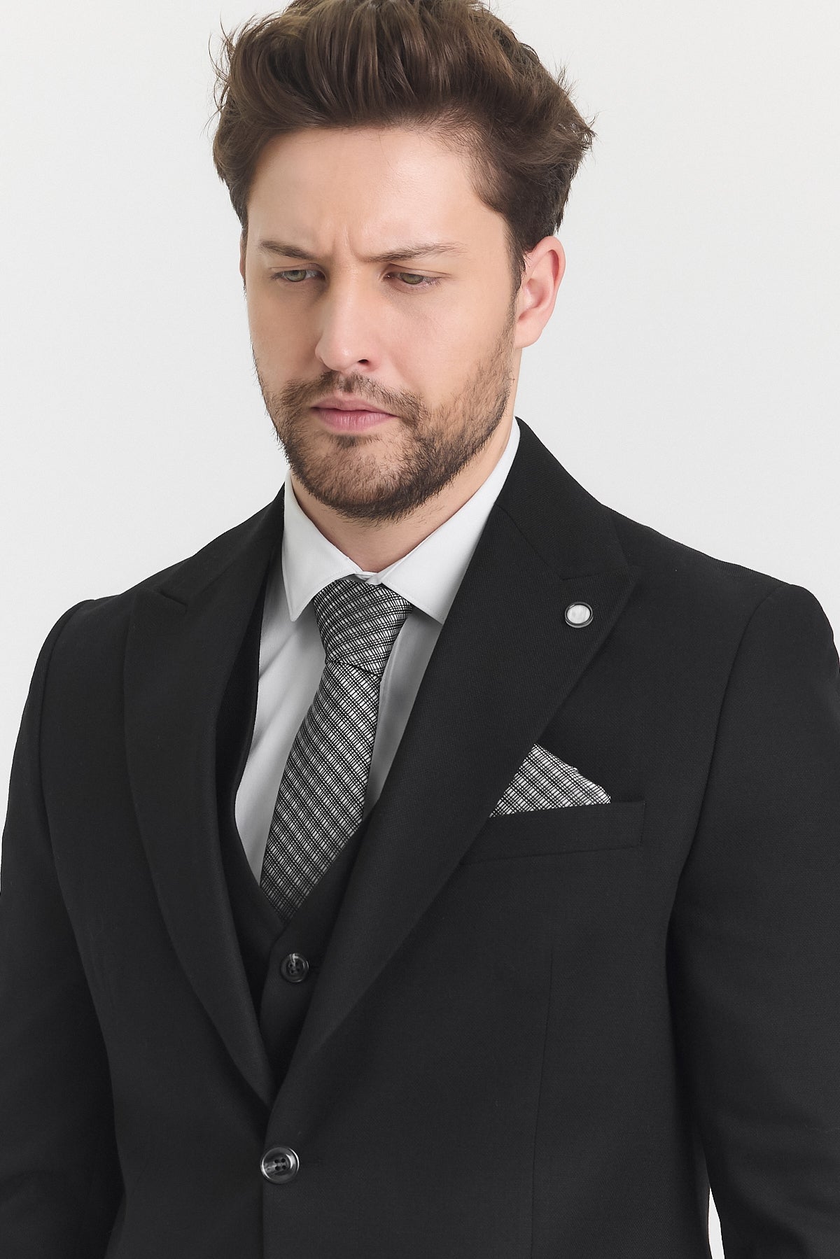 Guild Risan Slim Fit Siyah Yelikli Takım Elbise