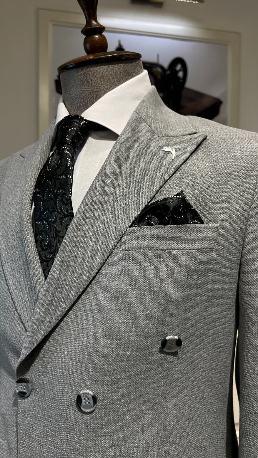 Guild Slim Fit Rubik Grey Double Breasted Suit