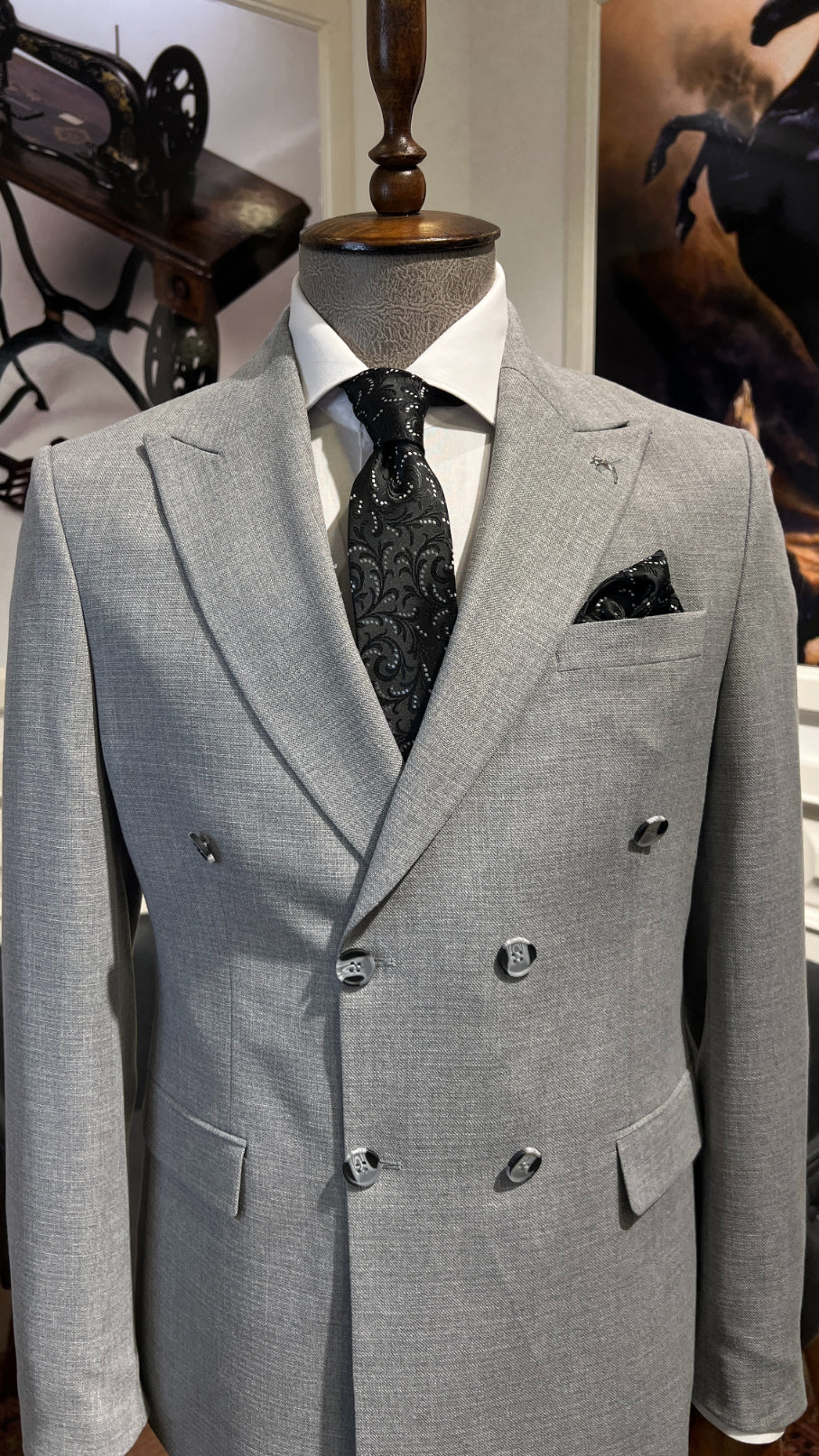 Guild Slim Fit Rubik Grey Double Breasted Suit