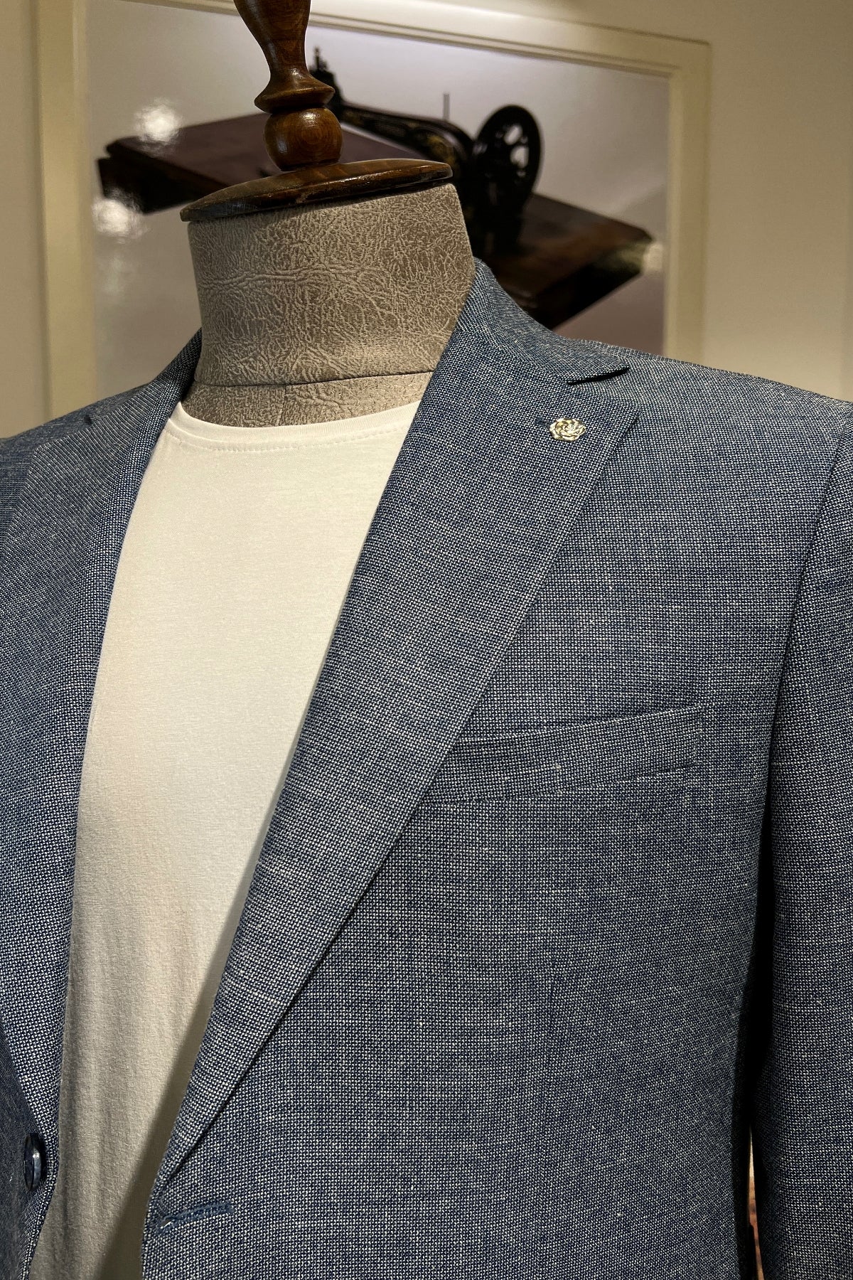 Guild Slim Fit Jacke aus Amalfi-Leinen in Marineblau