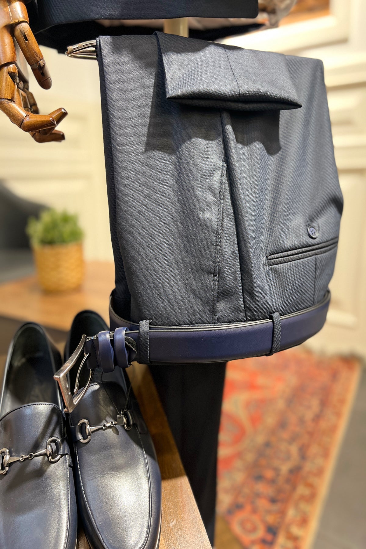 Guild Slim Fit Krakow Double Breasted Navy Blue Suit