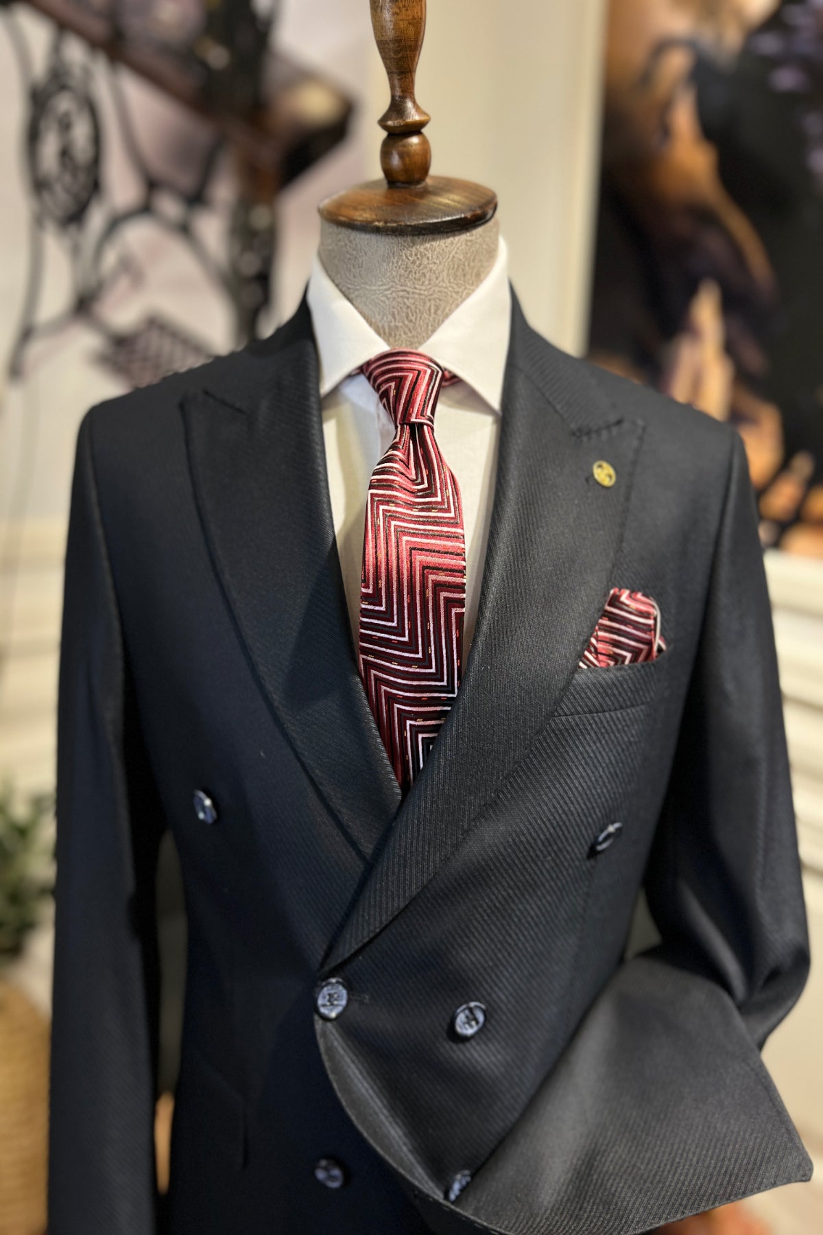 Guild Slim Fit Krakow Double Breasted Navy Blue Suit