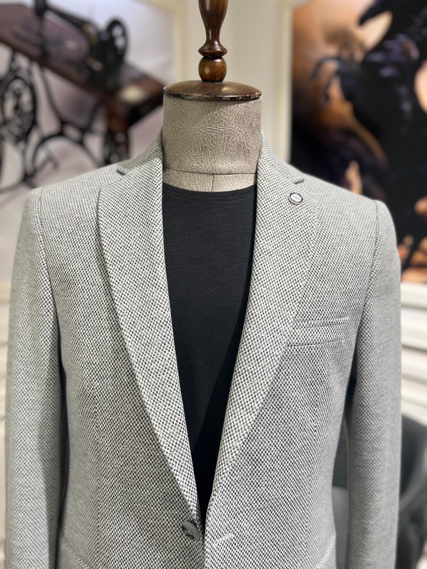 Guild Slim Fit Saraybosna Gri Örme Ceket