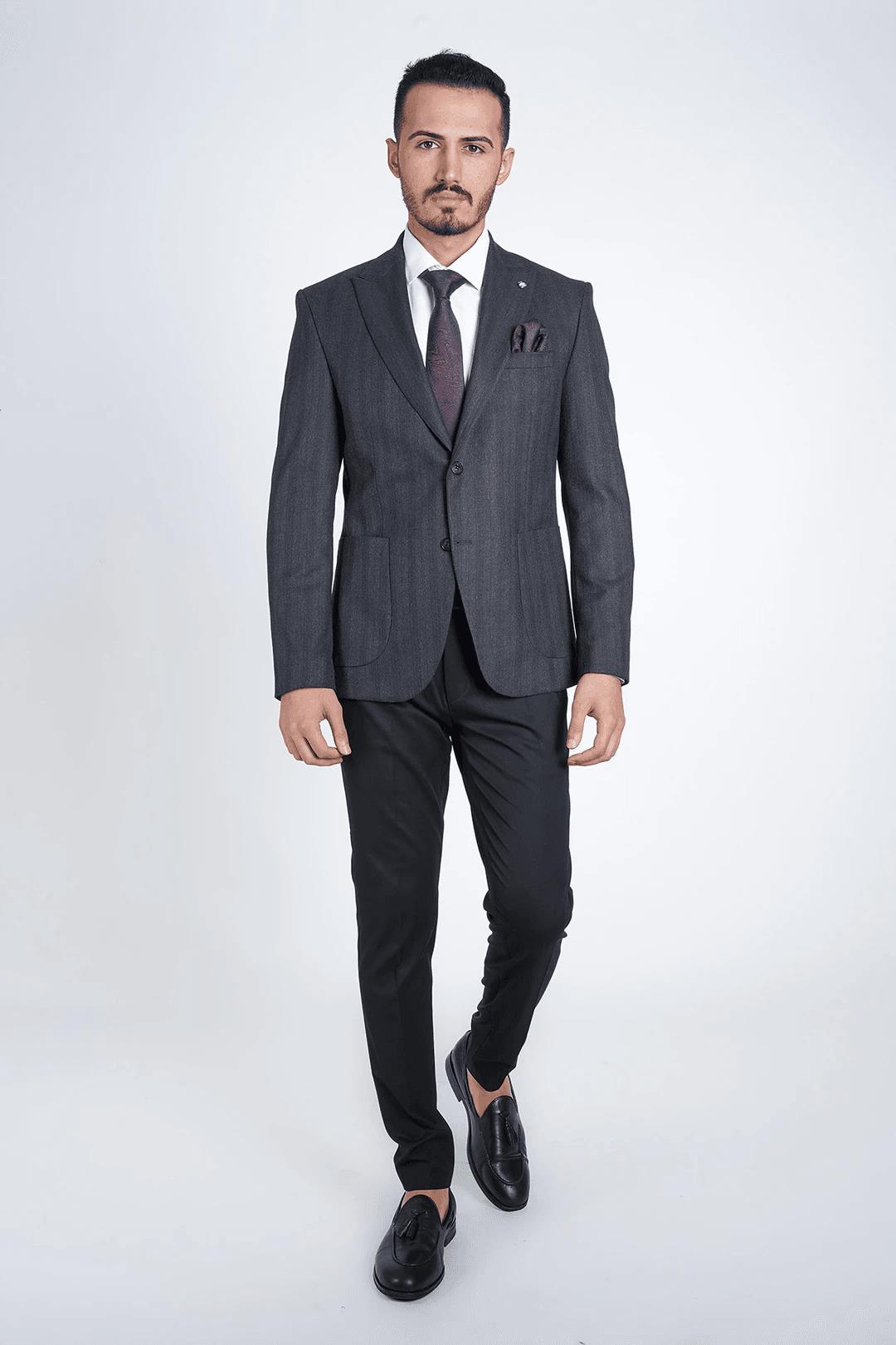 Guild Kassel Bag Pocket Wool Effect Jacket Black