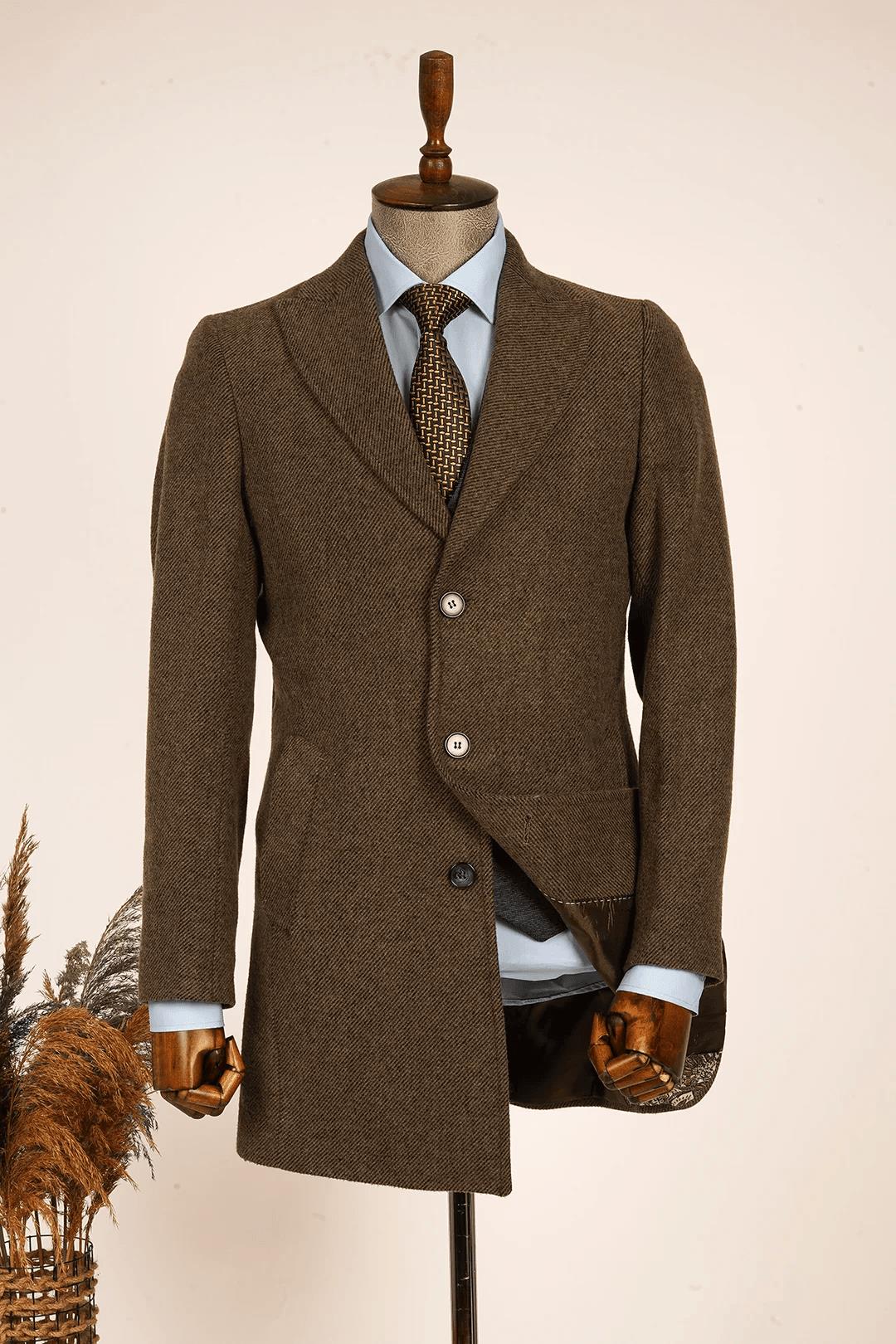 Guild Monastery Swallow Collar Diagonal Khaki Coat