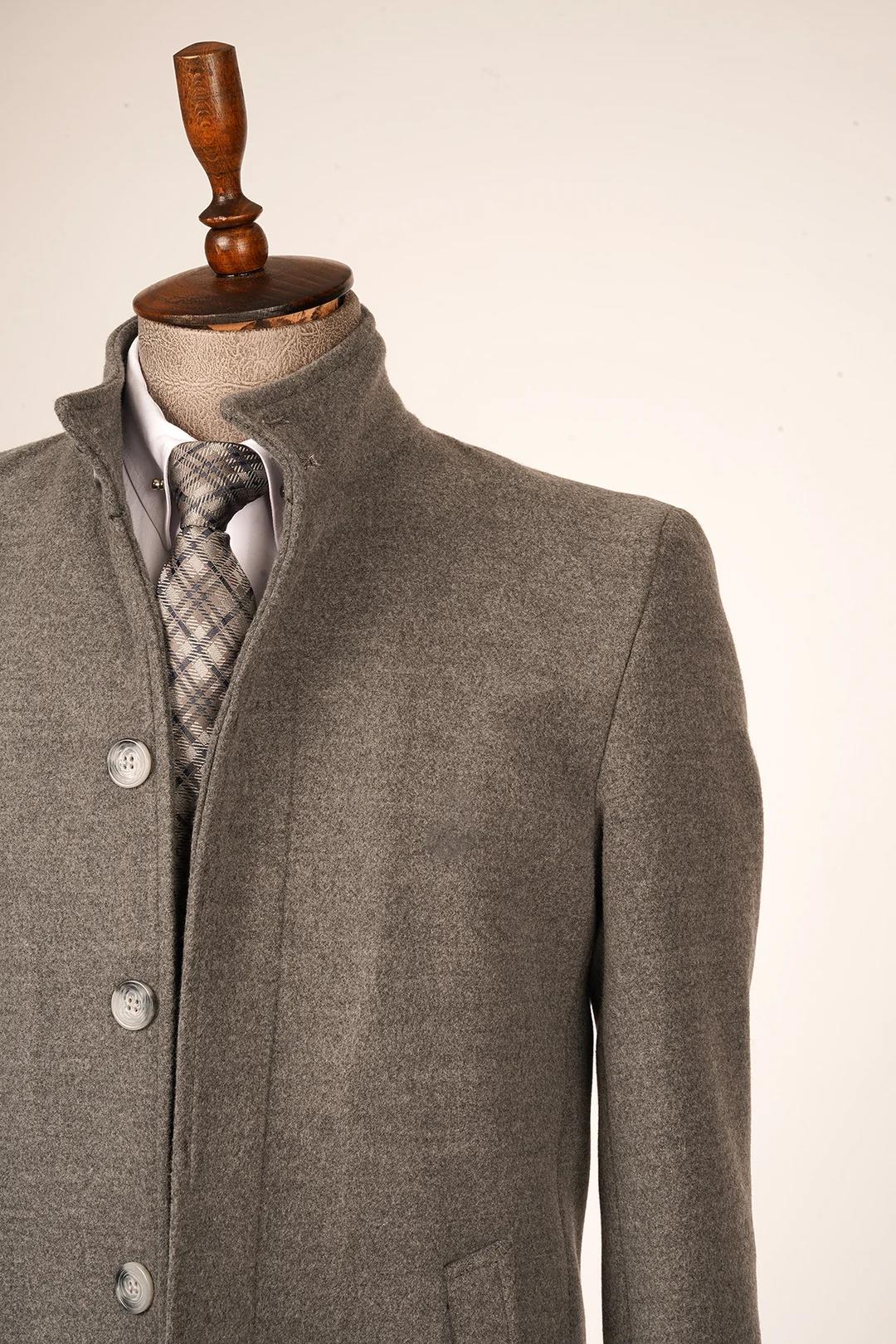 Guild Burgaz Super Slim Judge Collar Gray Wool Coat