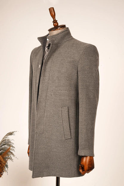 Guild Burgaz Super Slim Judge Collar Gray Wool Coat