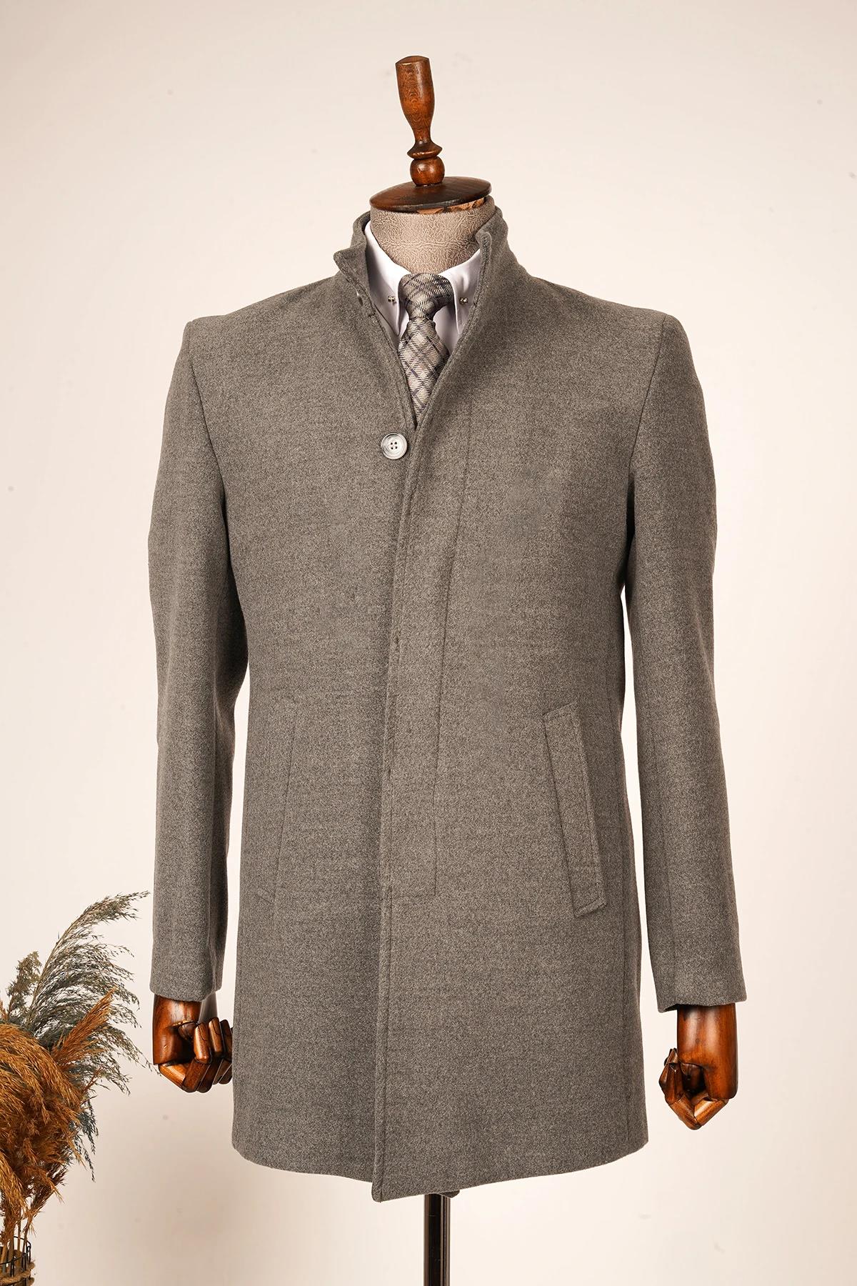 Guild Burgaz Super Slim Judge Collar Gray Wool Coat