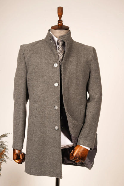 Guild Burgaz Super Slim Judge Collar Gray Wool Coat