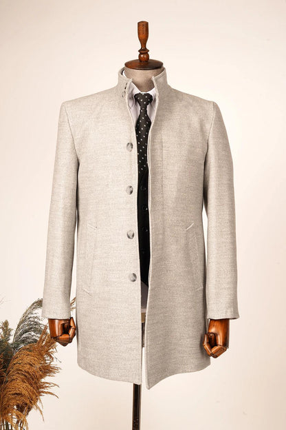 Guild Burgaz Super Slim Judge Collar Light Gray Wool Coat