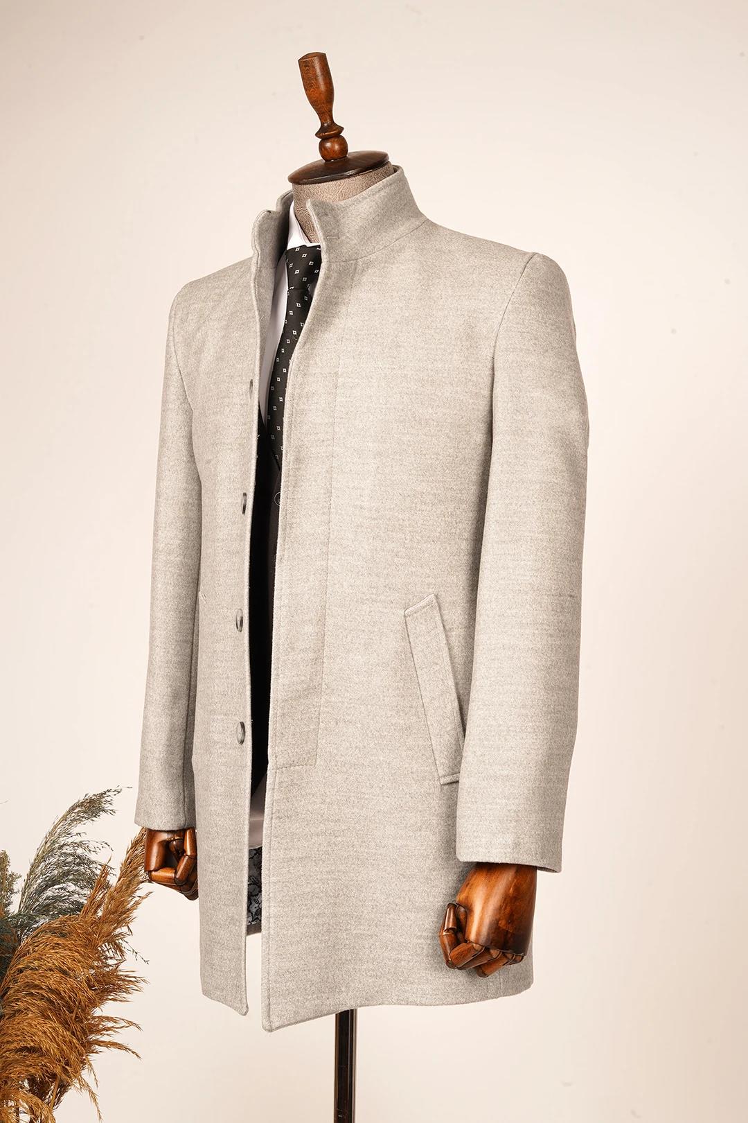 Guild Burgaz Super Slim Judge Collar Light Gray Wool Coat