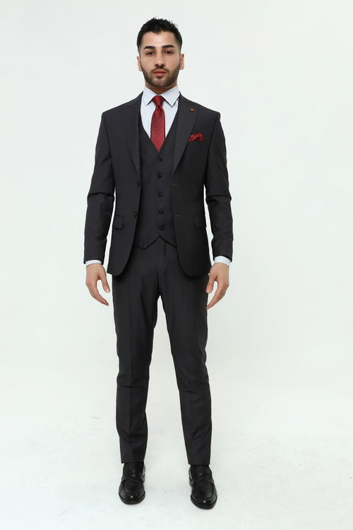 Guild 1042 Slim Fit Sivri Yaka Füme Takım Elbise